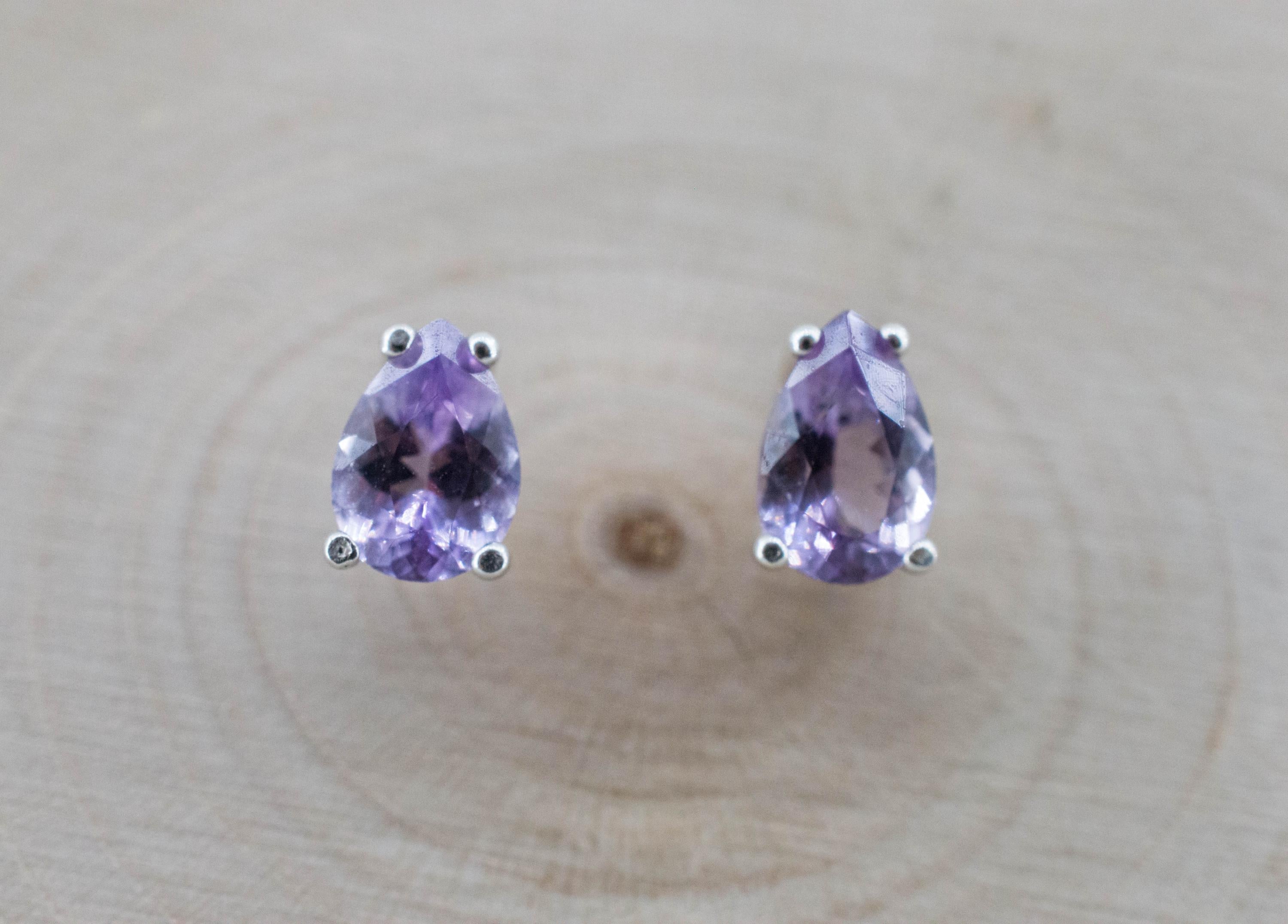 Amethyst Earrings, Natural Untreated Brazilian Amethyst; 0.950cts - Mark Oliver Gems