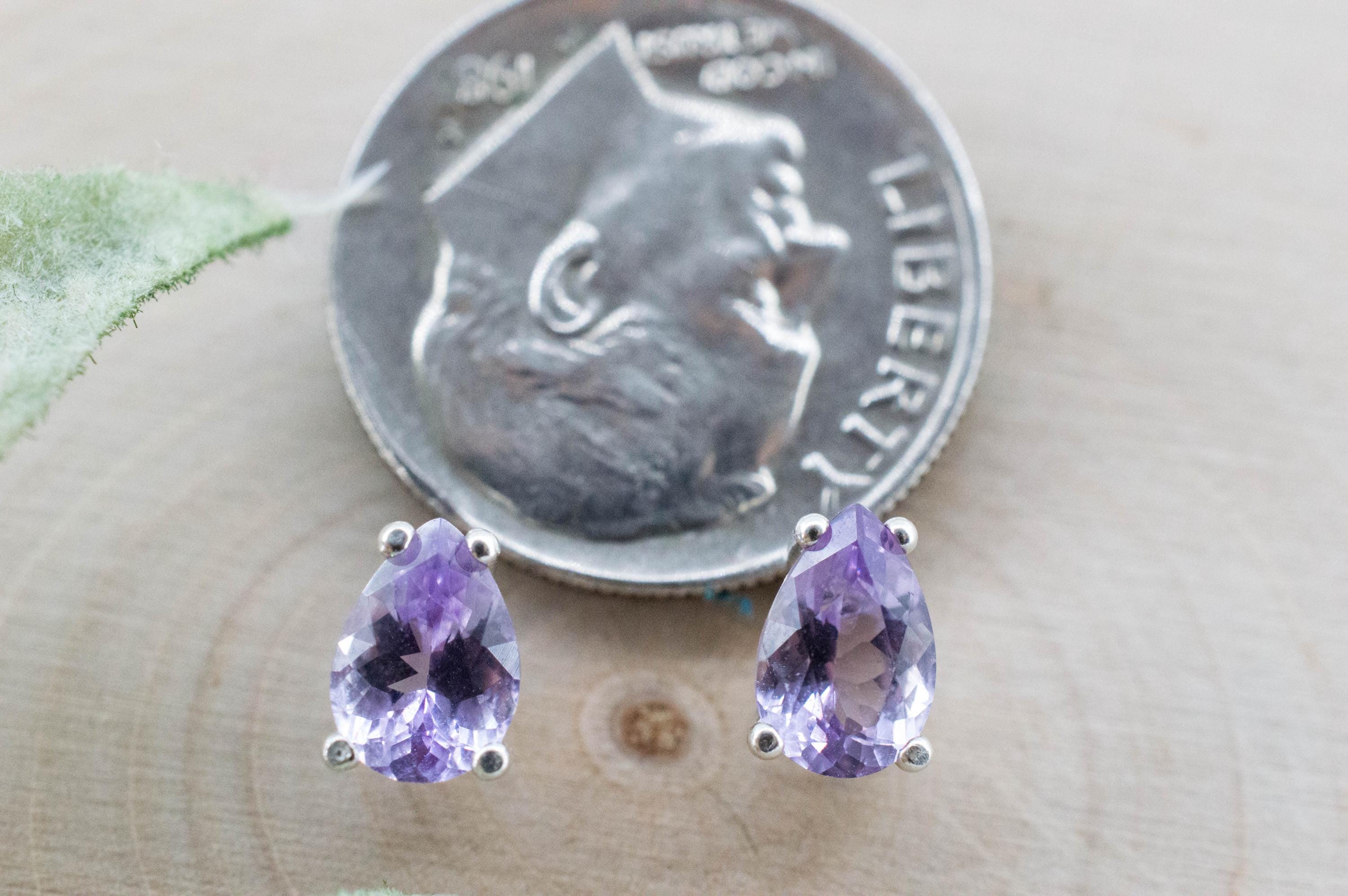 Amethyst Earrings, Natural Untreated Brazilian Amethyst; 0.950cts - Mark Oliver Gems