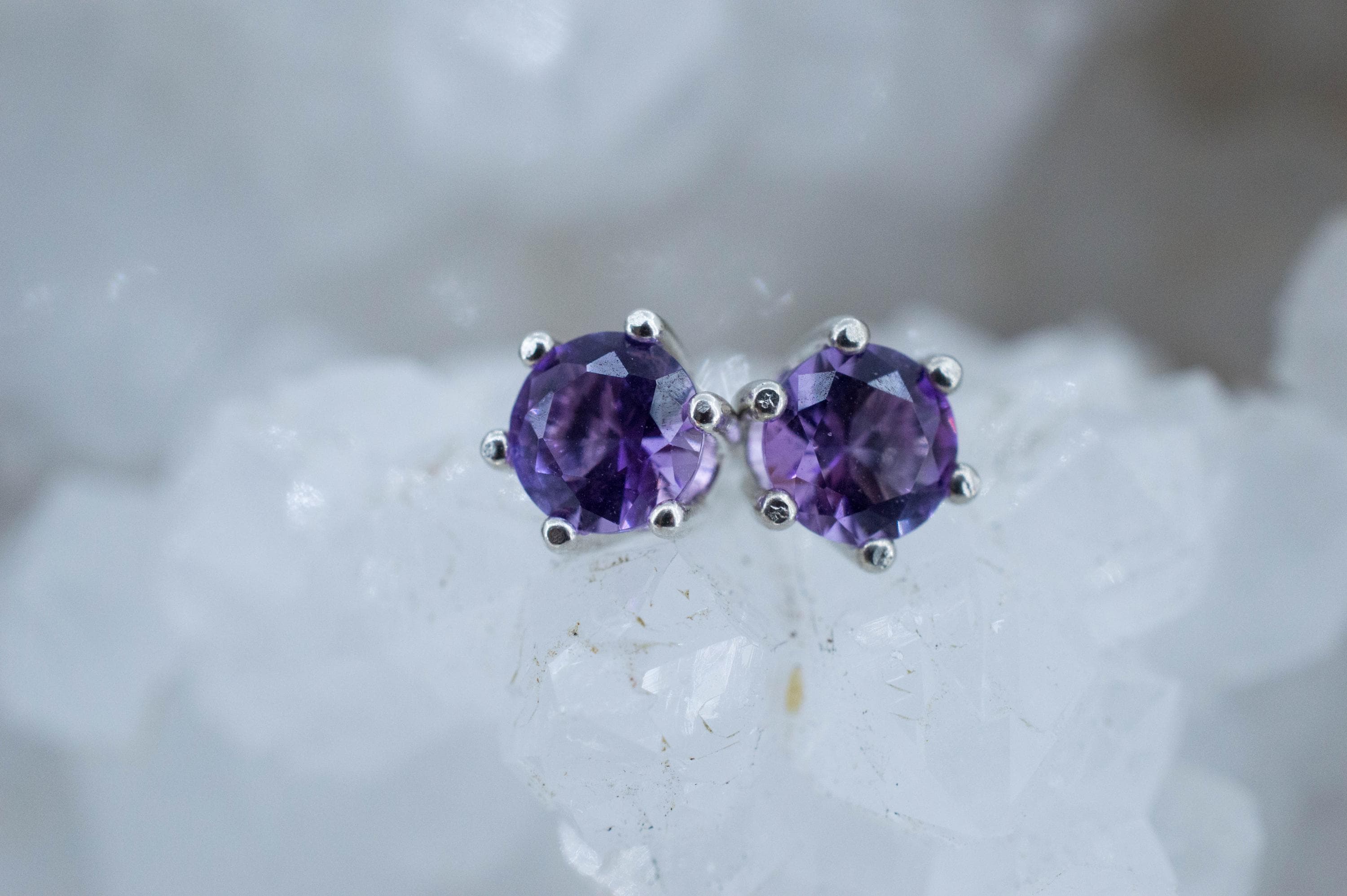Amethyst Earrings, Natural Untreated Brazilian Amethyst; 1.000cts - Mark Oliver Gems