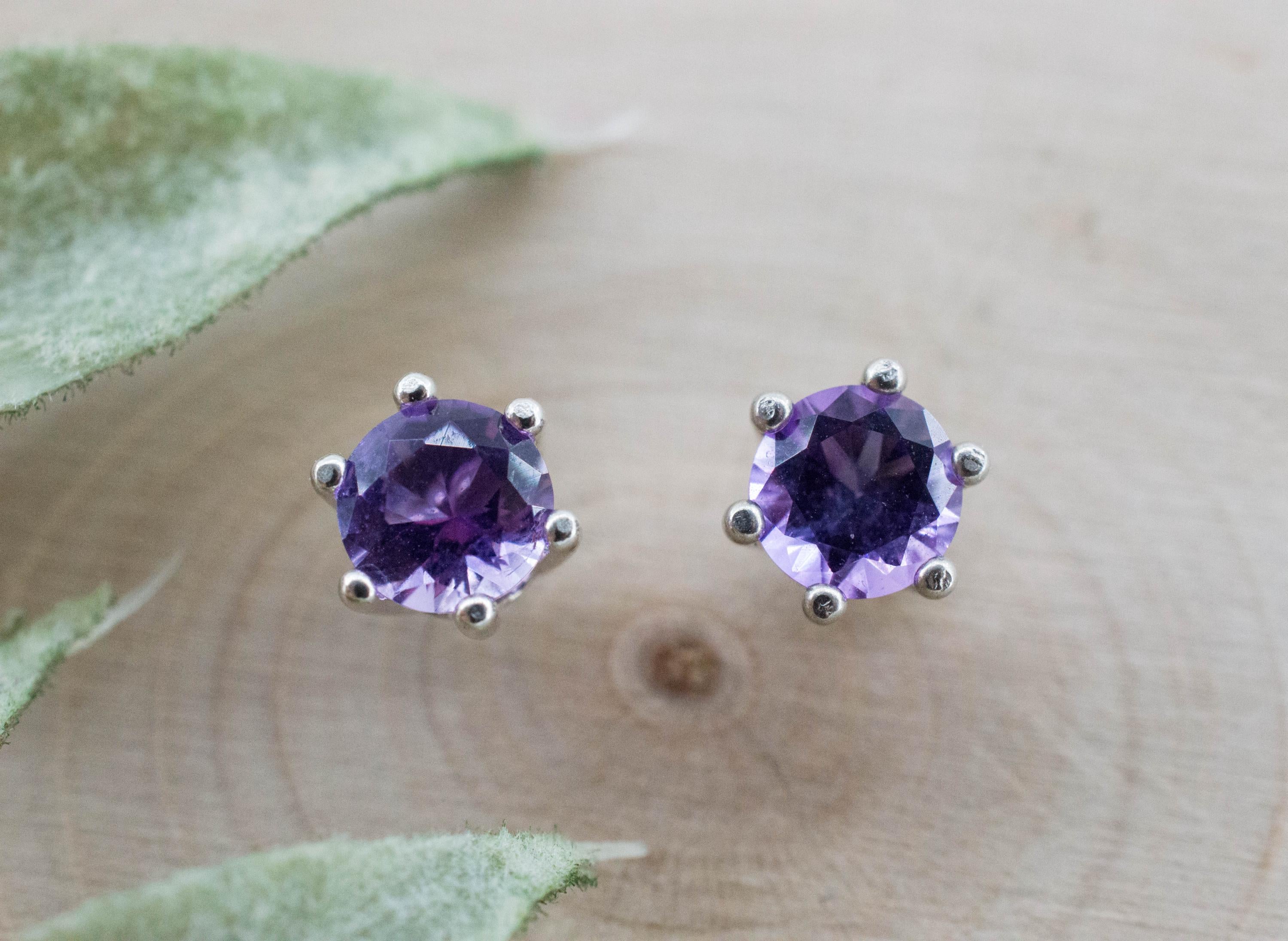 Amethyst Earrings, Natural Untreated Brazilian Amethyst; 1.000cts - Mark Oliver Gems