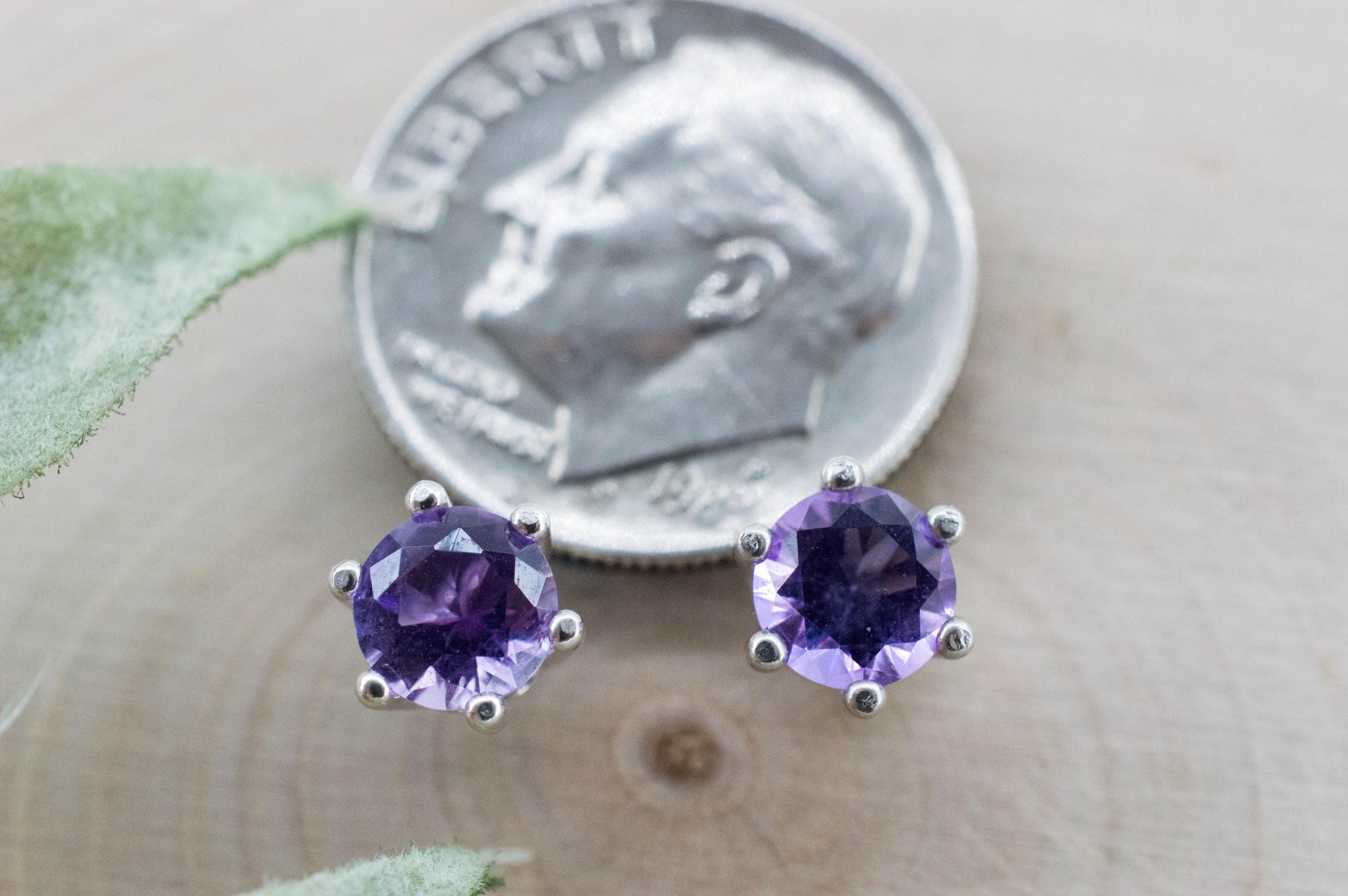 Amethyst Earrings, Natural Untreated Brazilian Amethyst; 1.000cts - Mark Oliver Gems