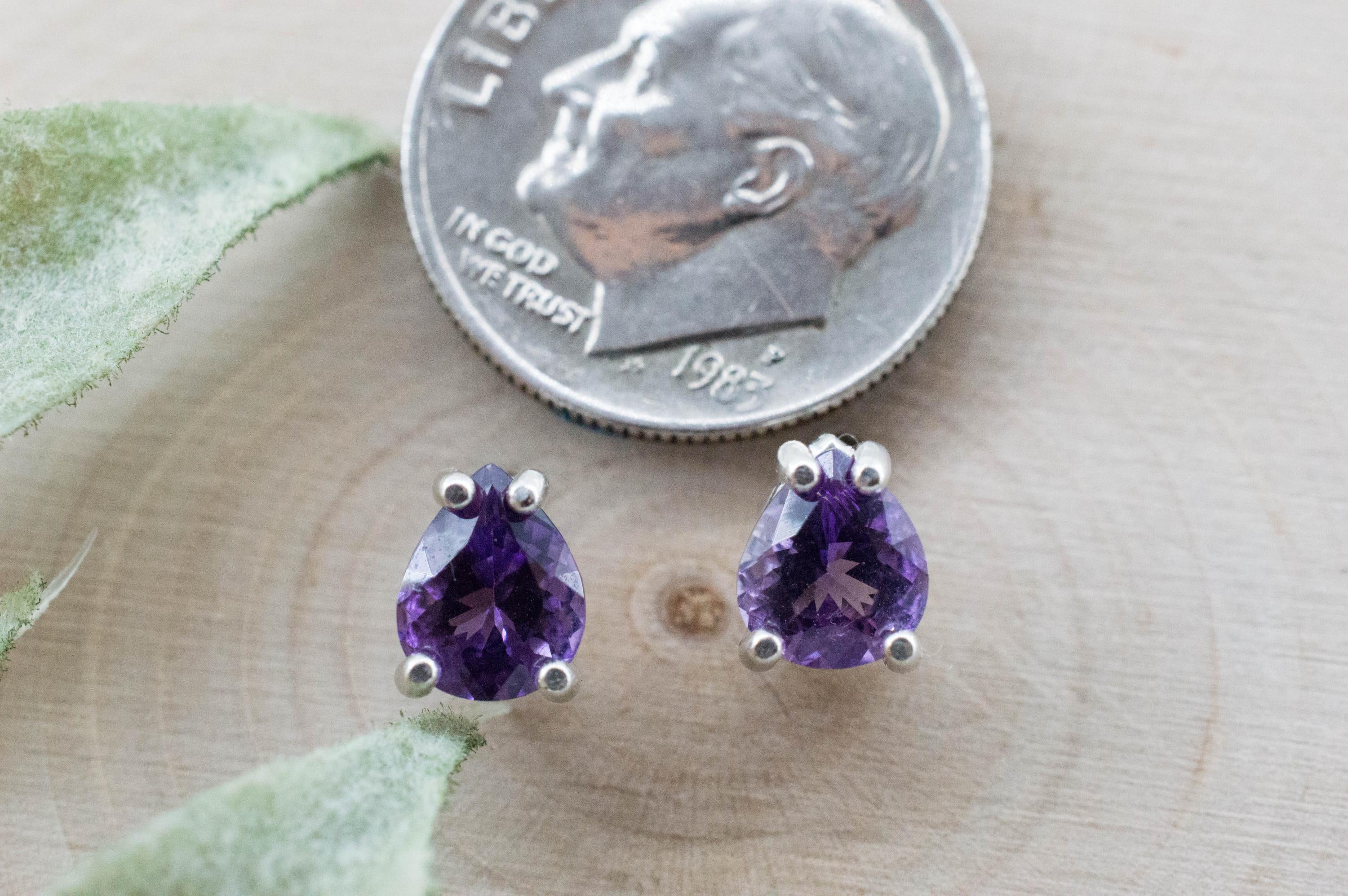 Amethyst Earrings, Natural Untreated Brazilian Amethyst; 1.130cts - Mark Oliver Gems