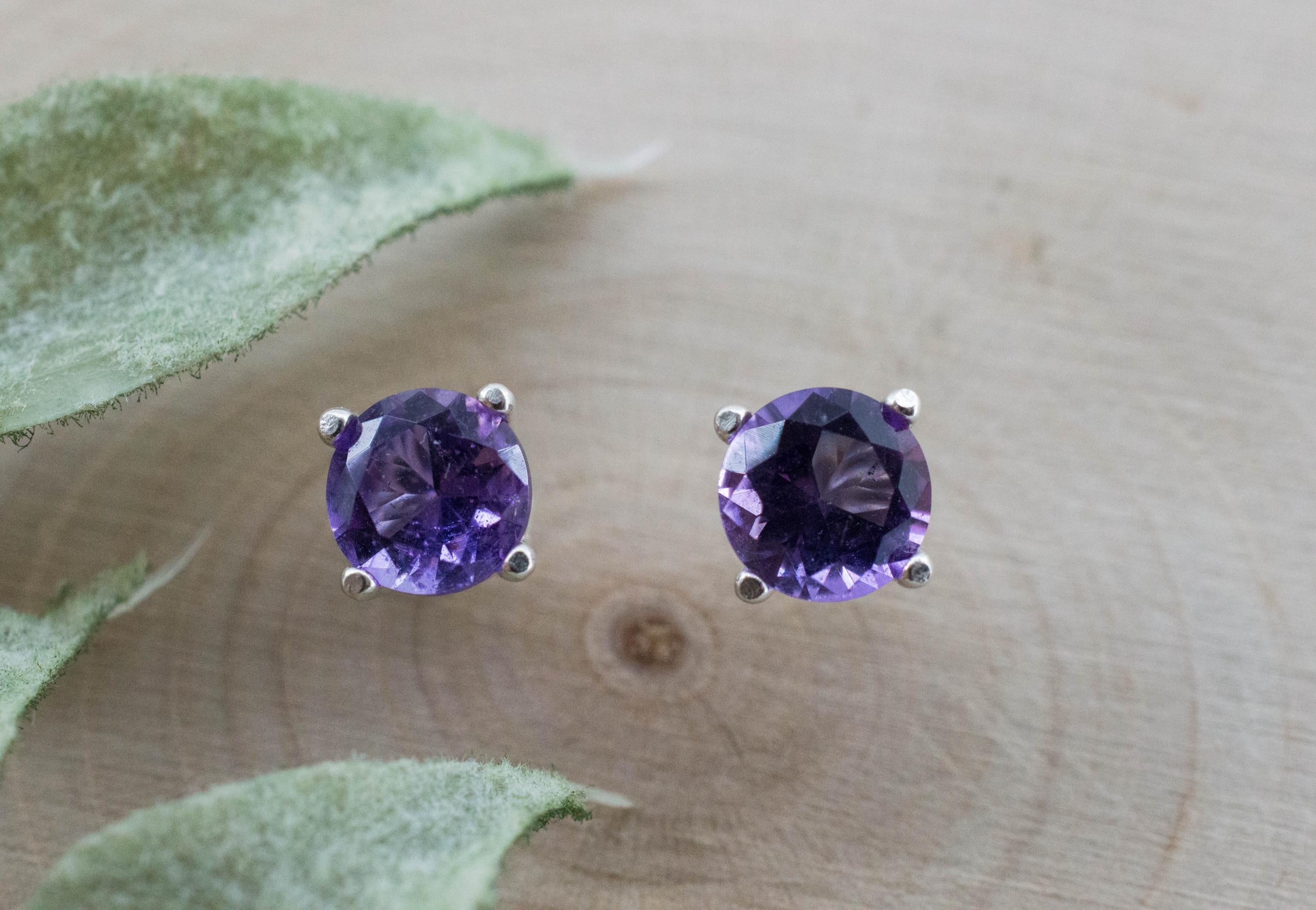 Amethyst Earrings, Natural Untreated Brazilian Amethyst; 1.195cts - Mark Oliver Gems