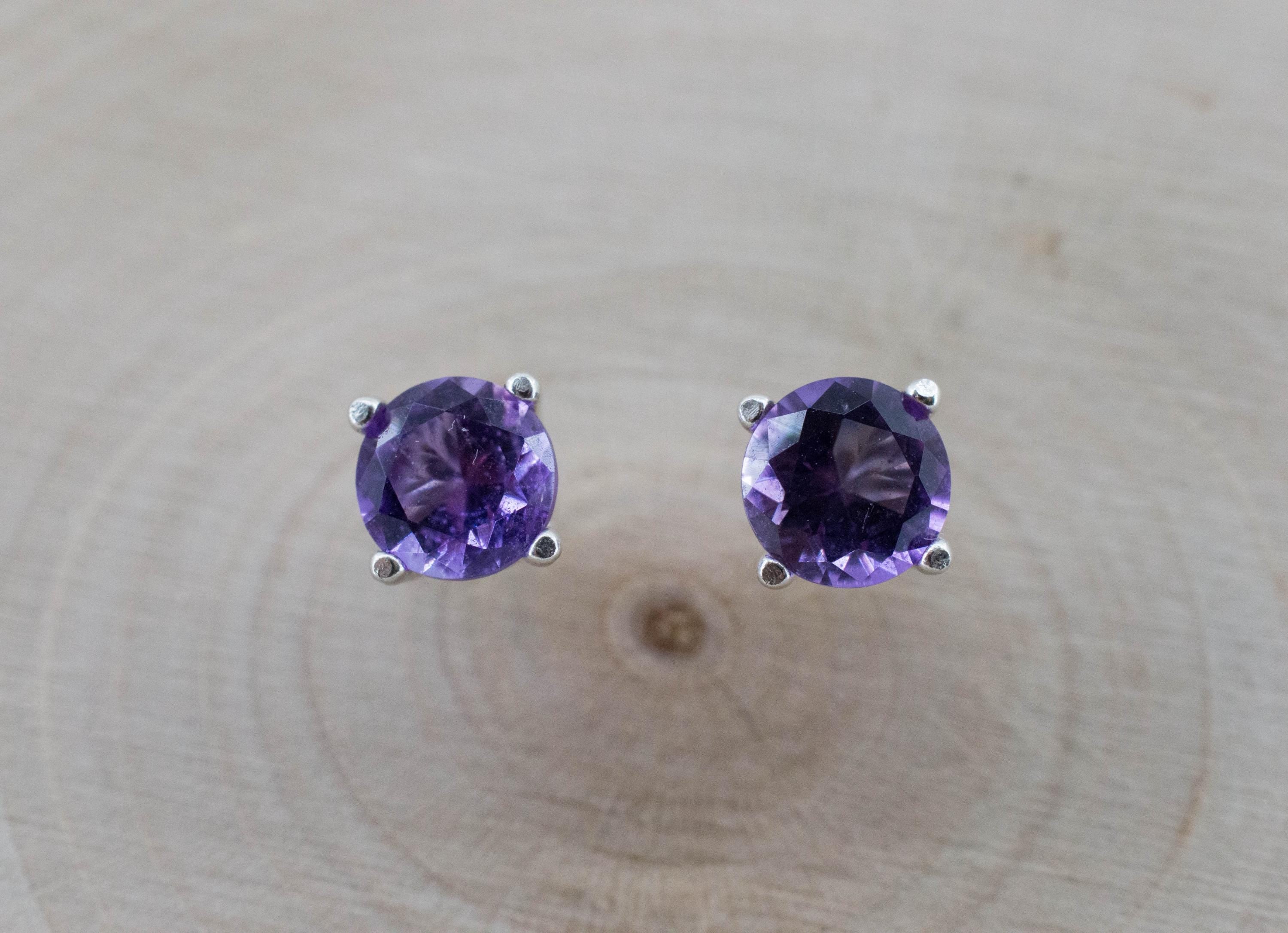 Amethyst Earrings, Natural Untreated Brazilian Amethyst; 1.195cts - Mark Oliver Gems