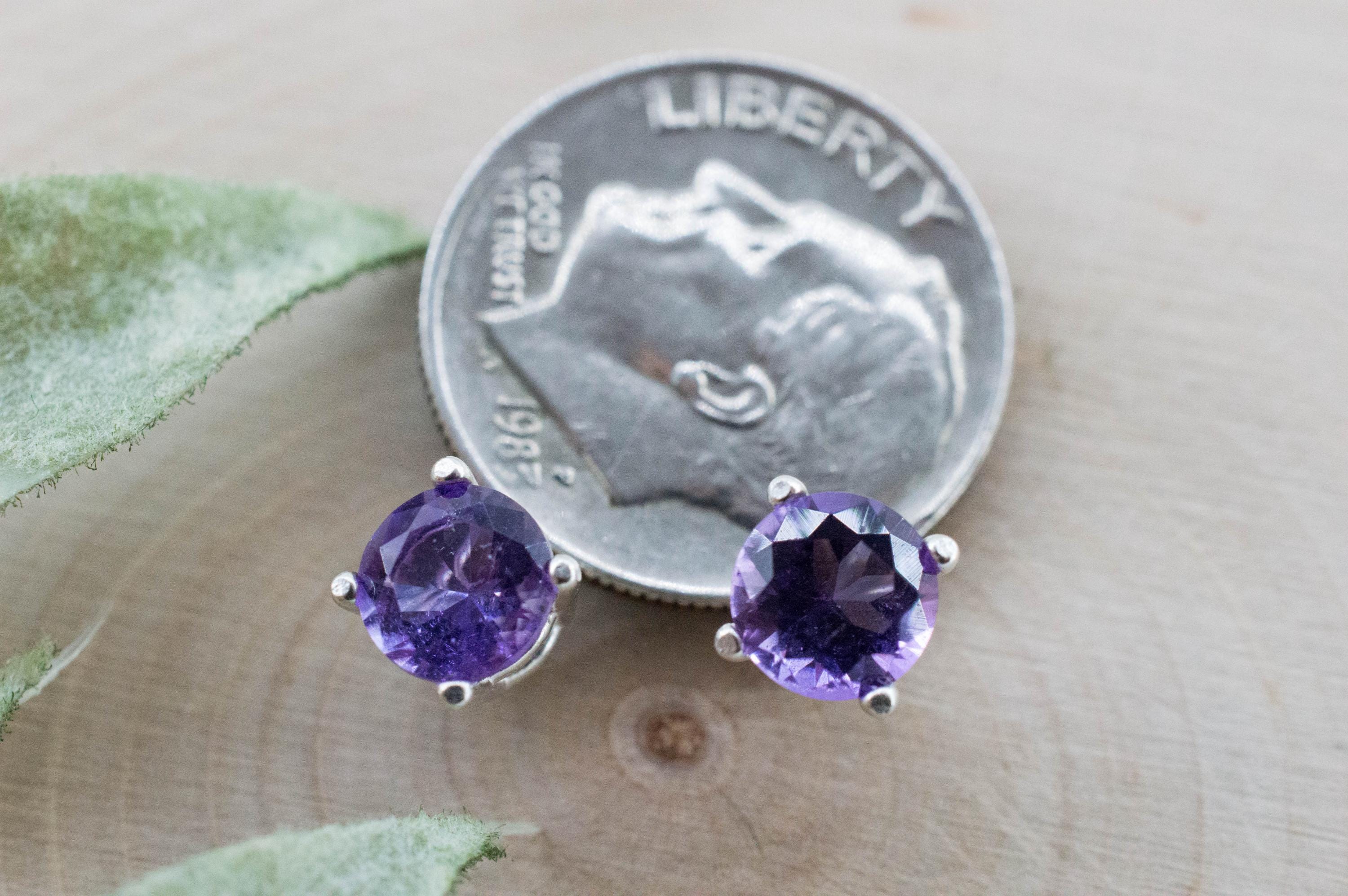 Amethyst Earrings, Natural Untreated Brazilian Amethyst; 1.195cts - Mark Oliver Gems
