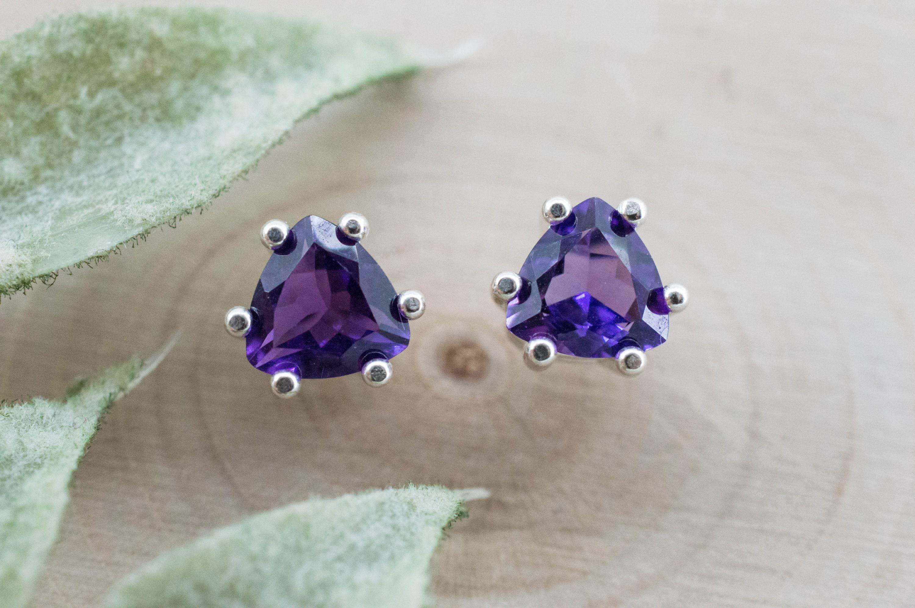 Amethyst Earrings, Natural Untreated Brazilian Amethyst; 1.210cts - Mark Oliver Gems