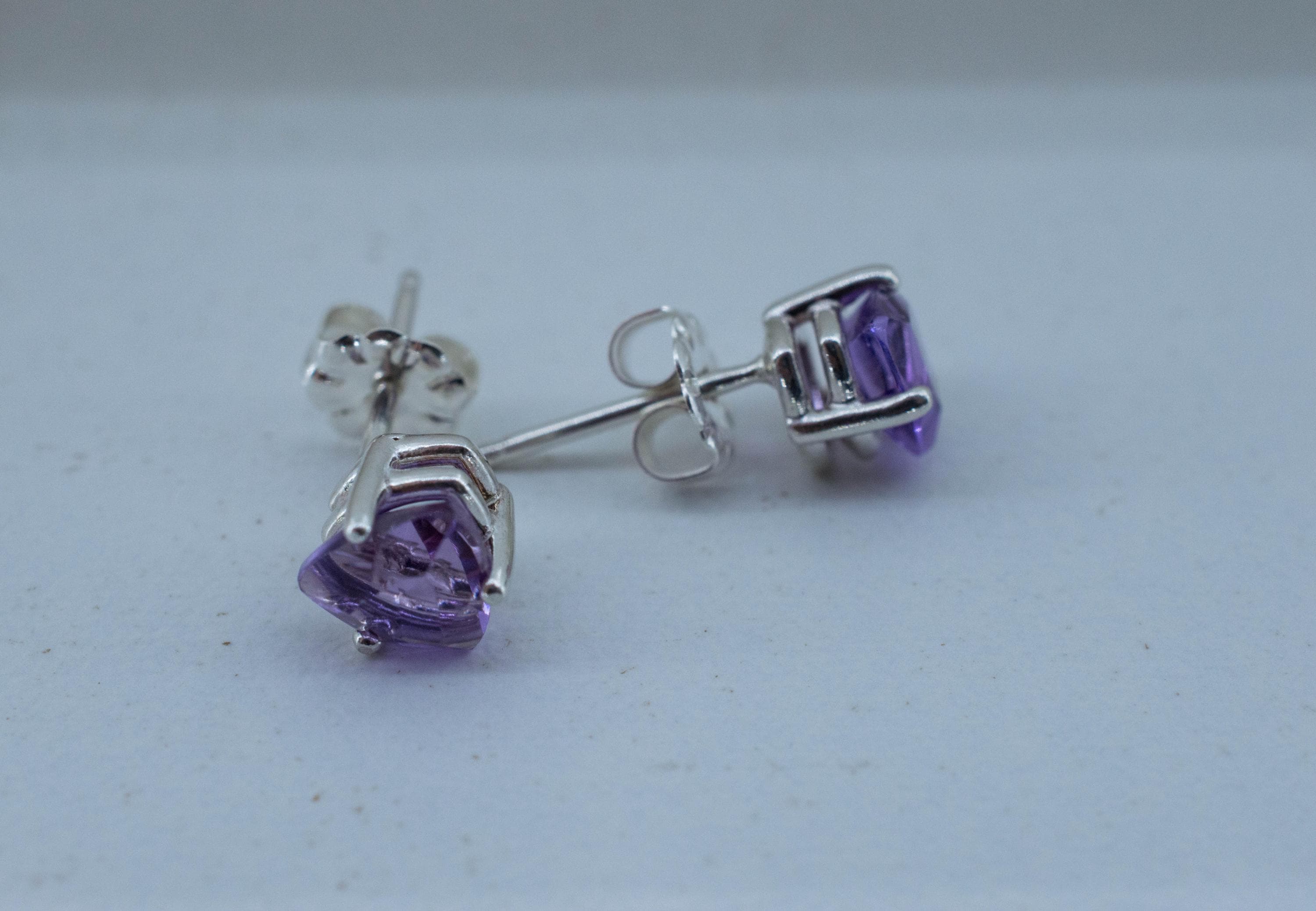 Amethyst Earrings, Natural Untreated Brazilian Amethyst; 1.440cts - Mark Oliver Gems