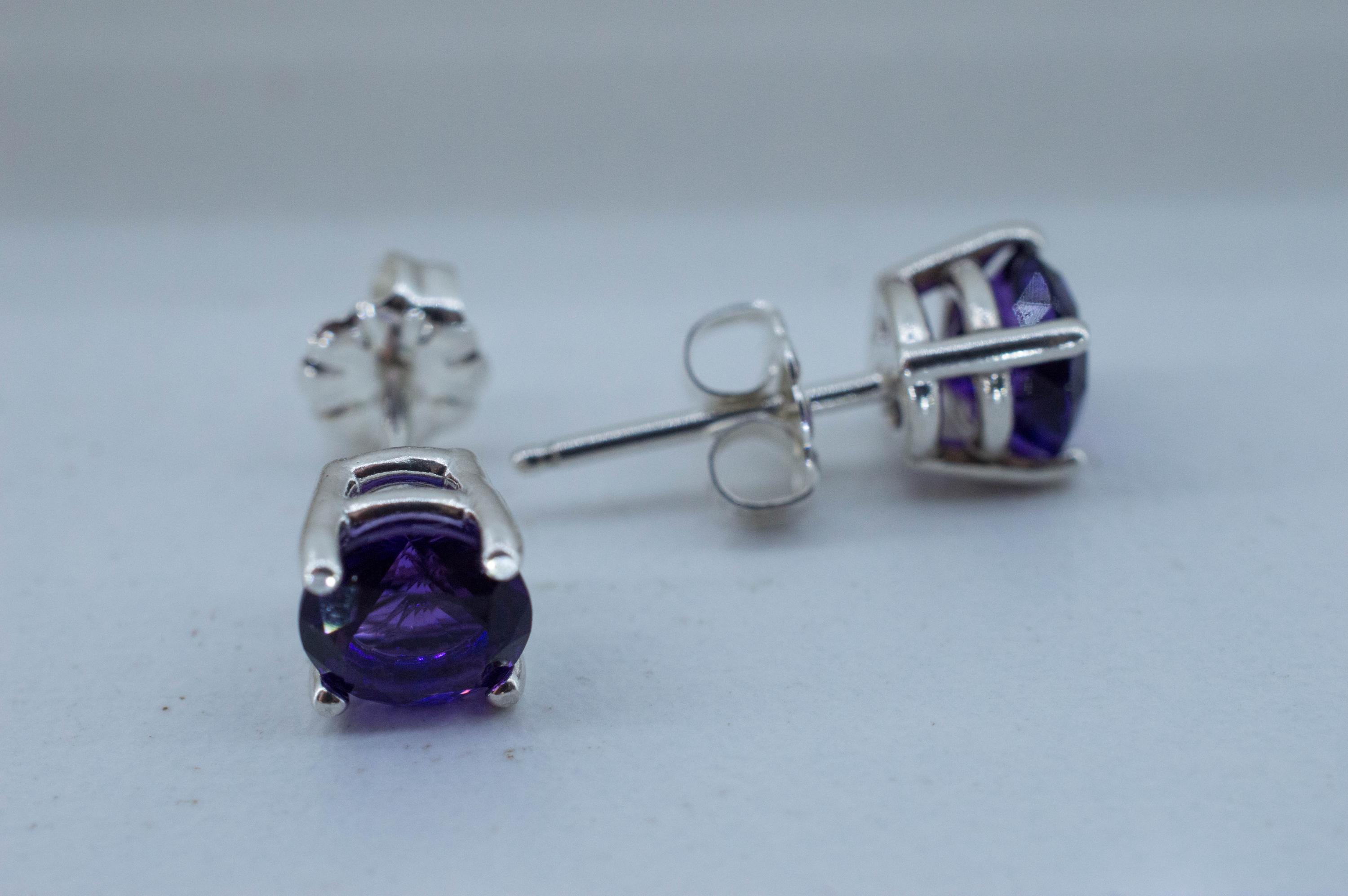 Amethyst Earrings, Natural Untreated Uruguay Amethyst; 1.480cts - Mark Oliver Gems