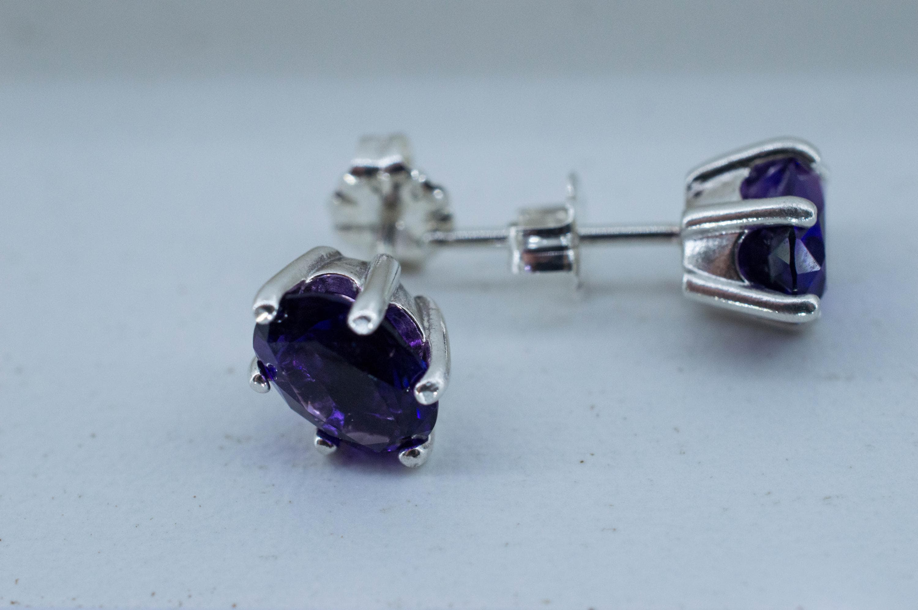 Amethyst Earrings, Natural Untreated Uruguay Amethyst; 2.330cts - Mark Oliver Gems