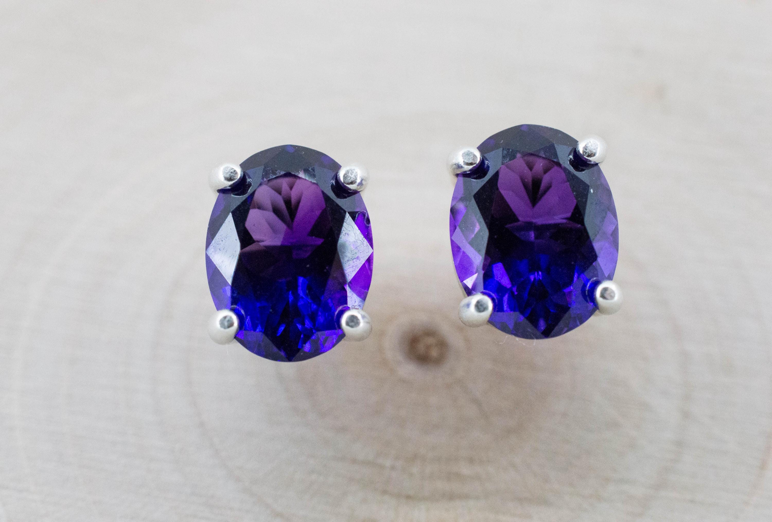 Amethyst Earrings, Natural Untreated Uruguay Amethyst; 3.125cts - Mark Oliver Gems