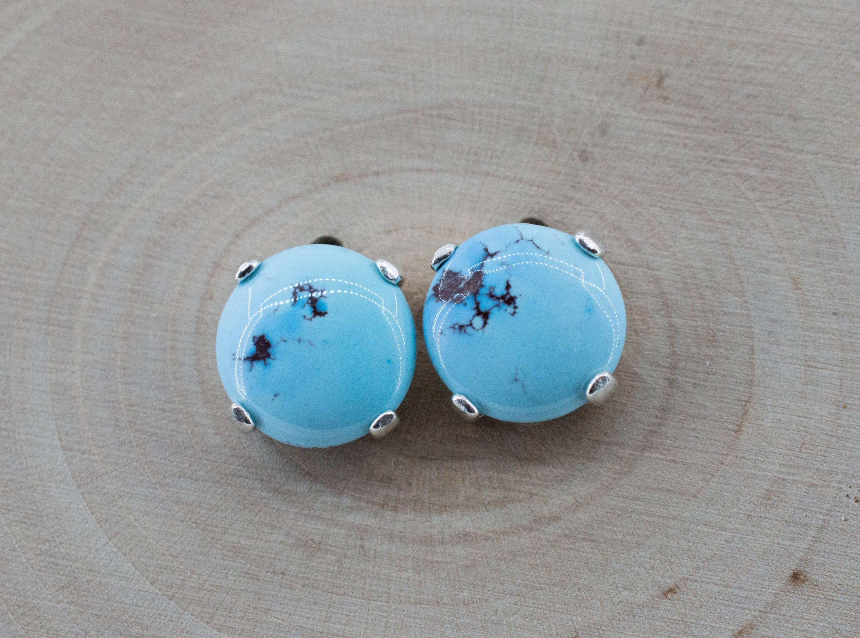 Golden Hills Turquoise Earrings, Natural Untreated Kazakhstan Turquoise; 3.340cts - Mark Oliver Gems