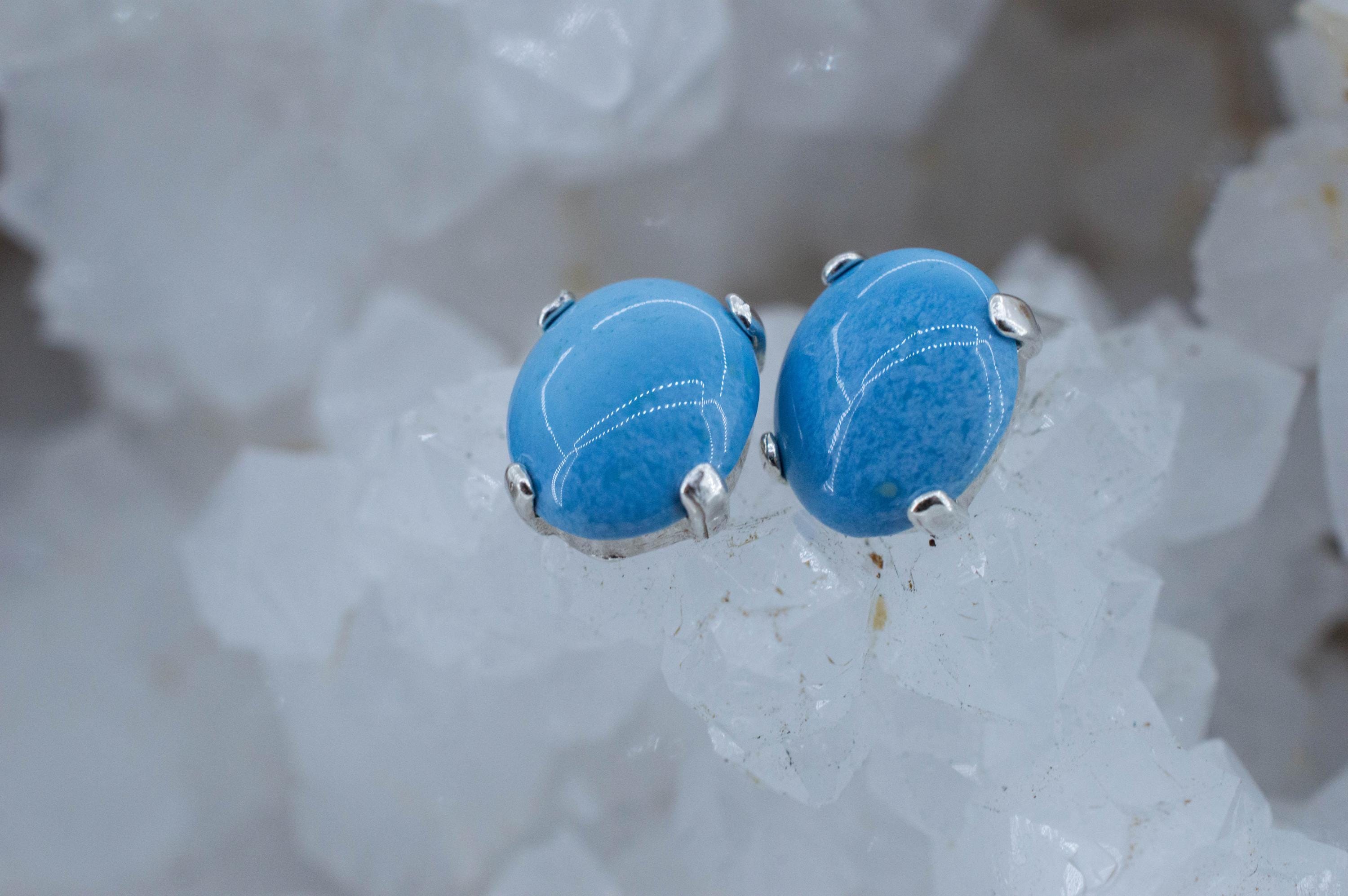 Golden Hills Turquoise Earrings, Natural Untreated Kazakhstan Turquoise; 3.745cts - Mark Oliver Gems