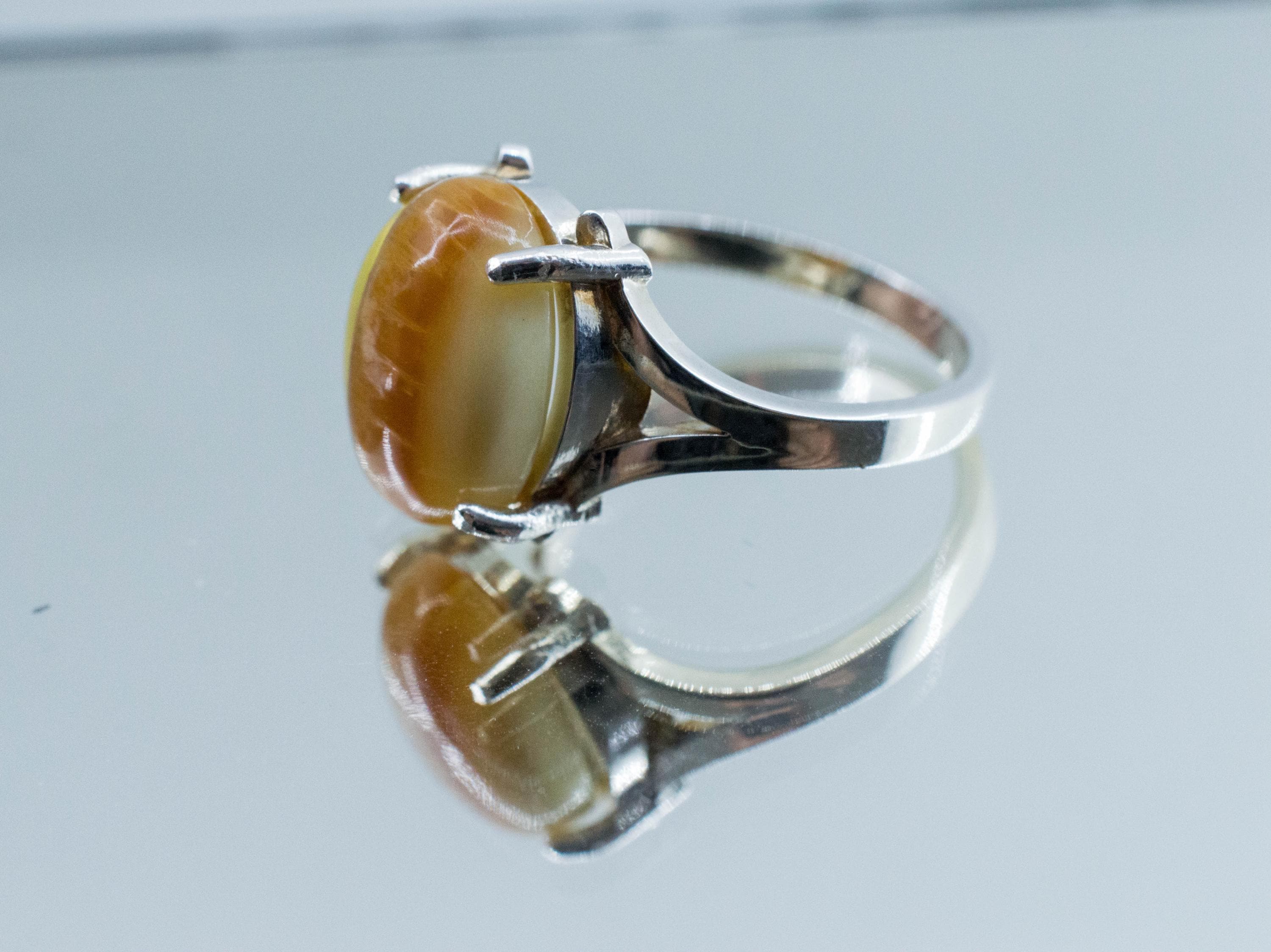 Cat's Eye Opal Ring, Natural Untreated Tanzania Yellow Opal; 3.700cts - Mark Oliver Gems