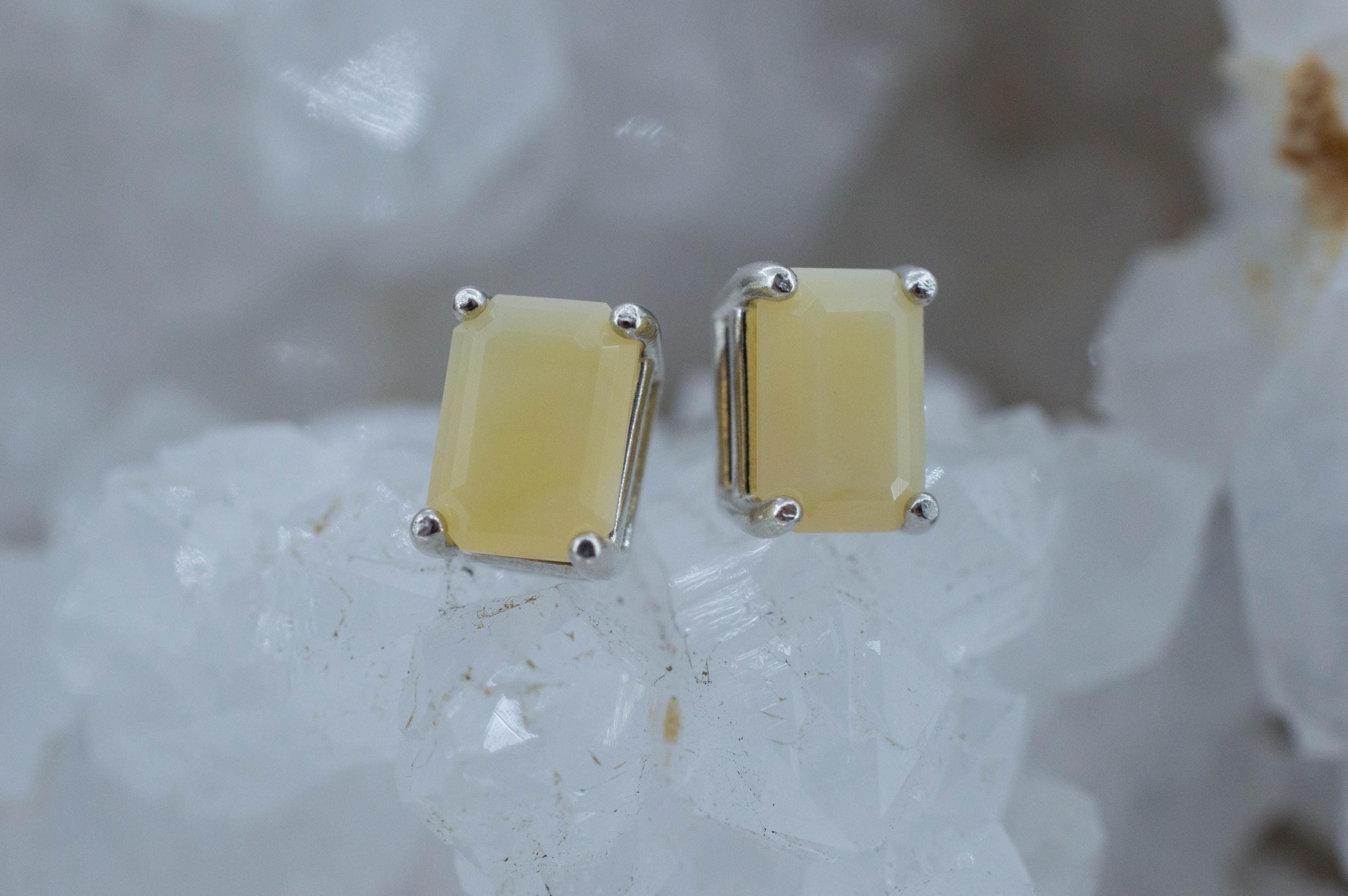 Yellow Opal Earrings, Natural Untreated Brazil Fire Opal; 1.300cts - Mark Oliver Gems