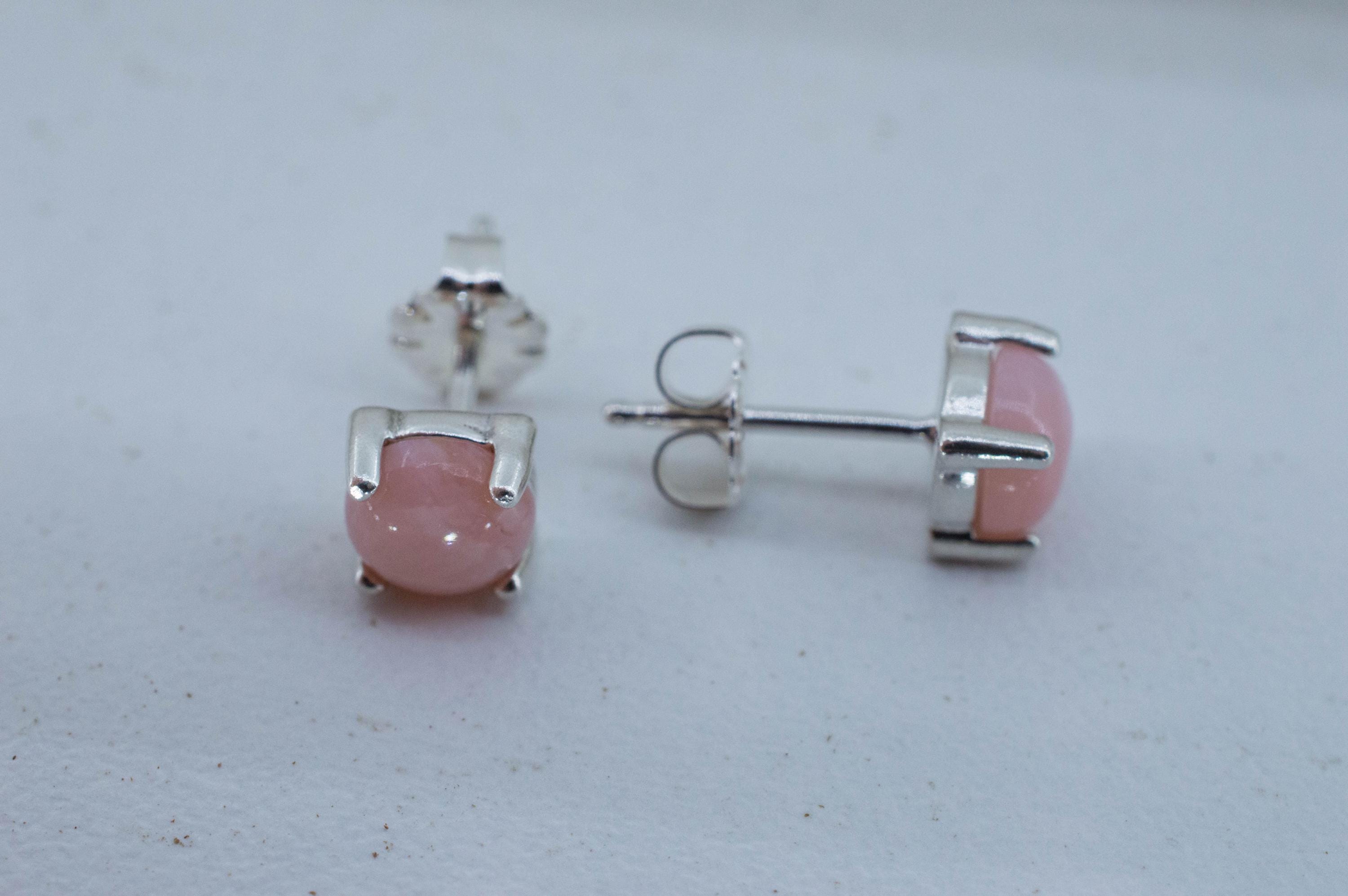 Pink Opal Earrings, Natural Untreated Peru Opal; 1.370cts - Mark Oliver Gems