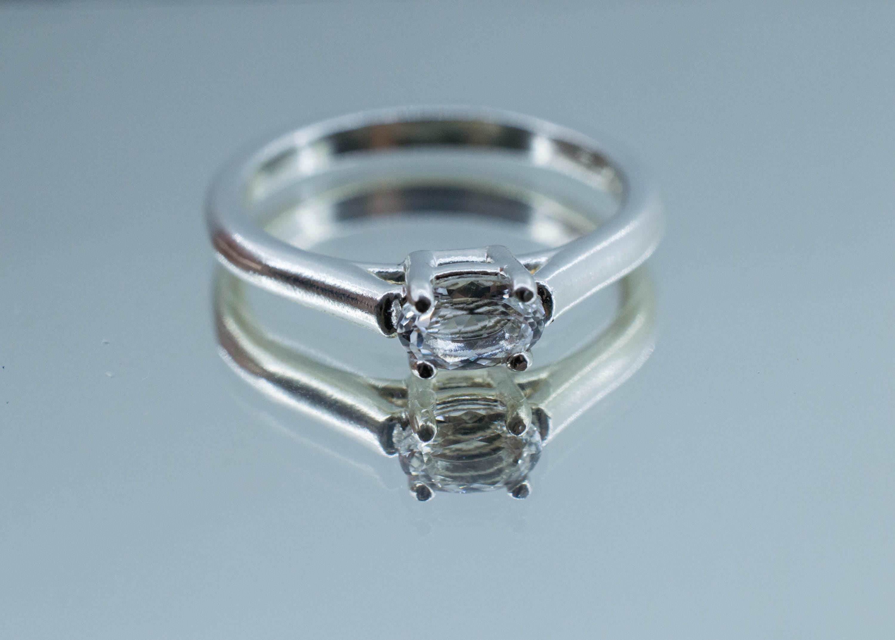 Goshenite Ring; Natural Untreated Mozambique Platinum Beryl; 0.390cts - Mark Oliver Gems