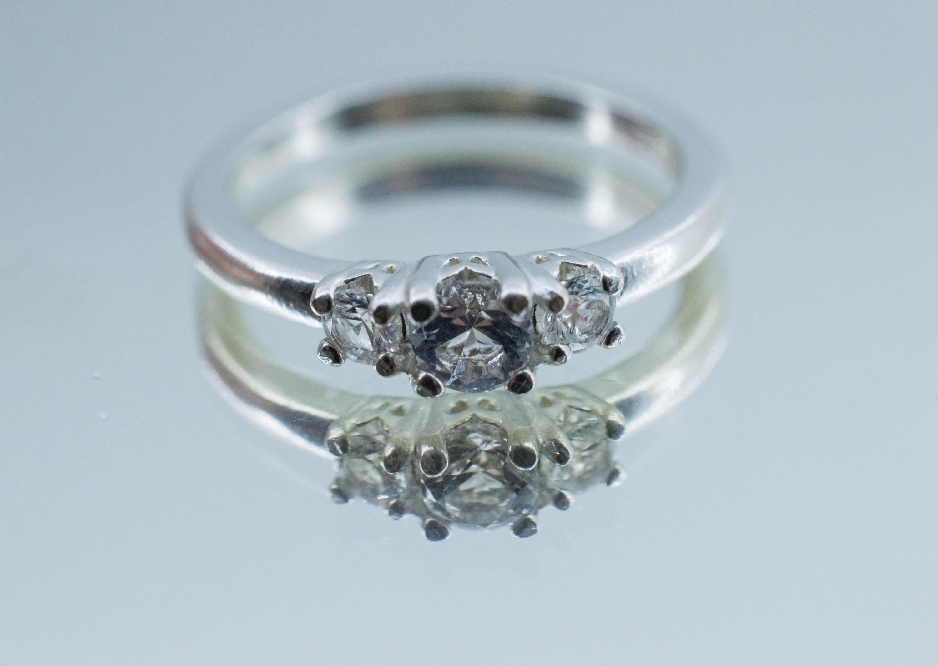 Goshenite Ring; Natural Untreated Mozambique Platinum Beryl; 0.395ctw - Mark Oliver Gems