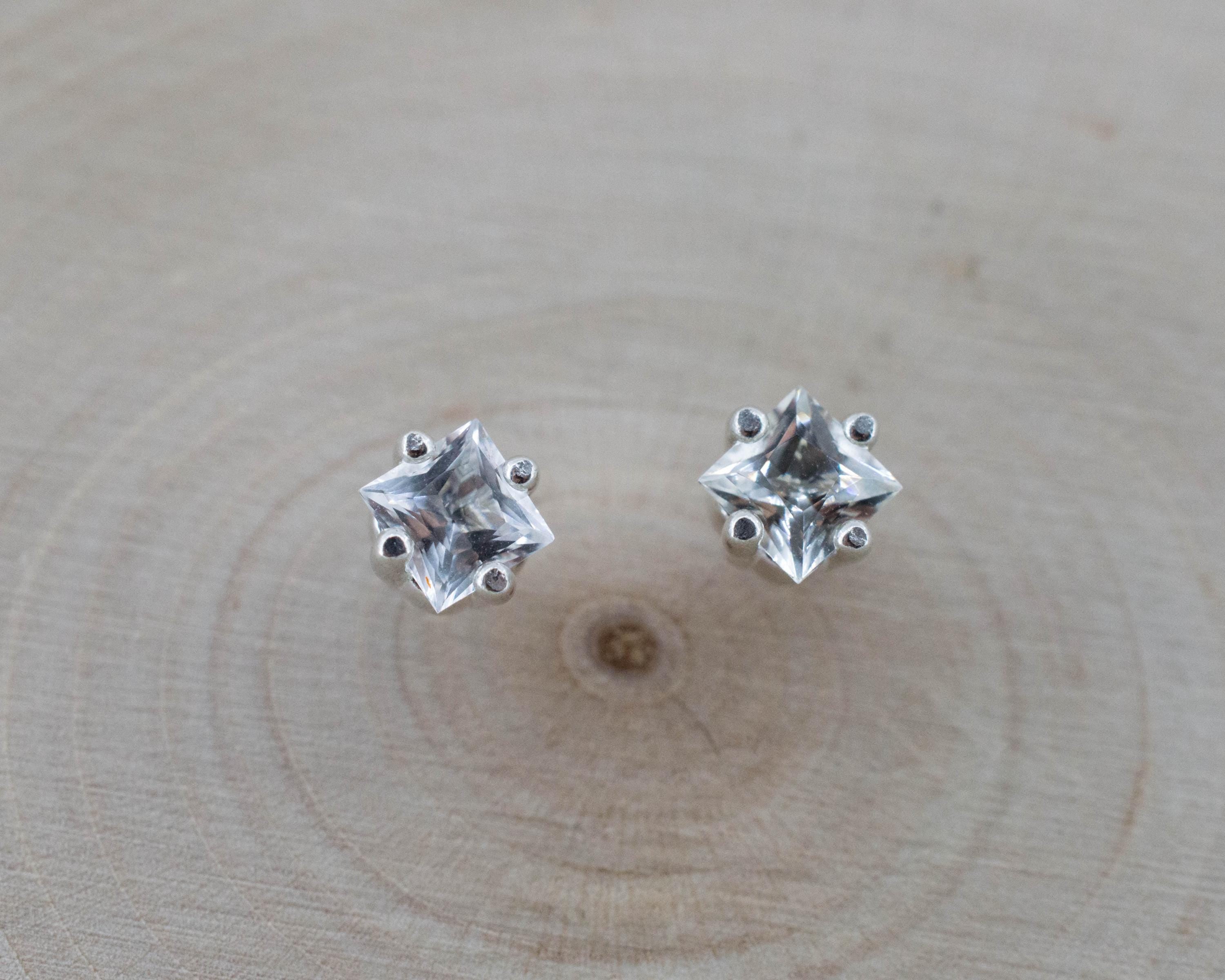 Goshenite Earrings; Natural Untreated Mozambique Platinum Beryl; 0.585cts - Mark Oliver Gems