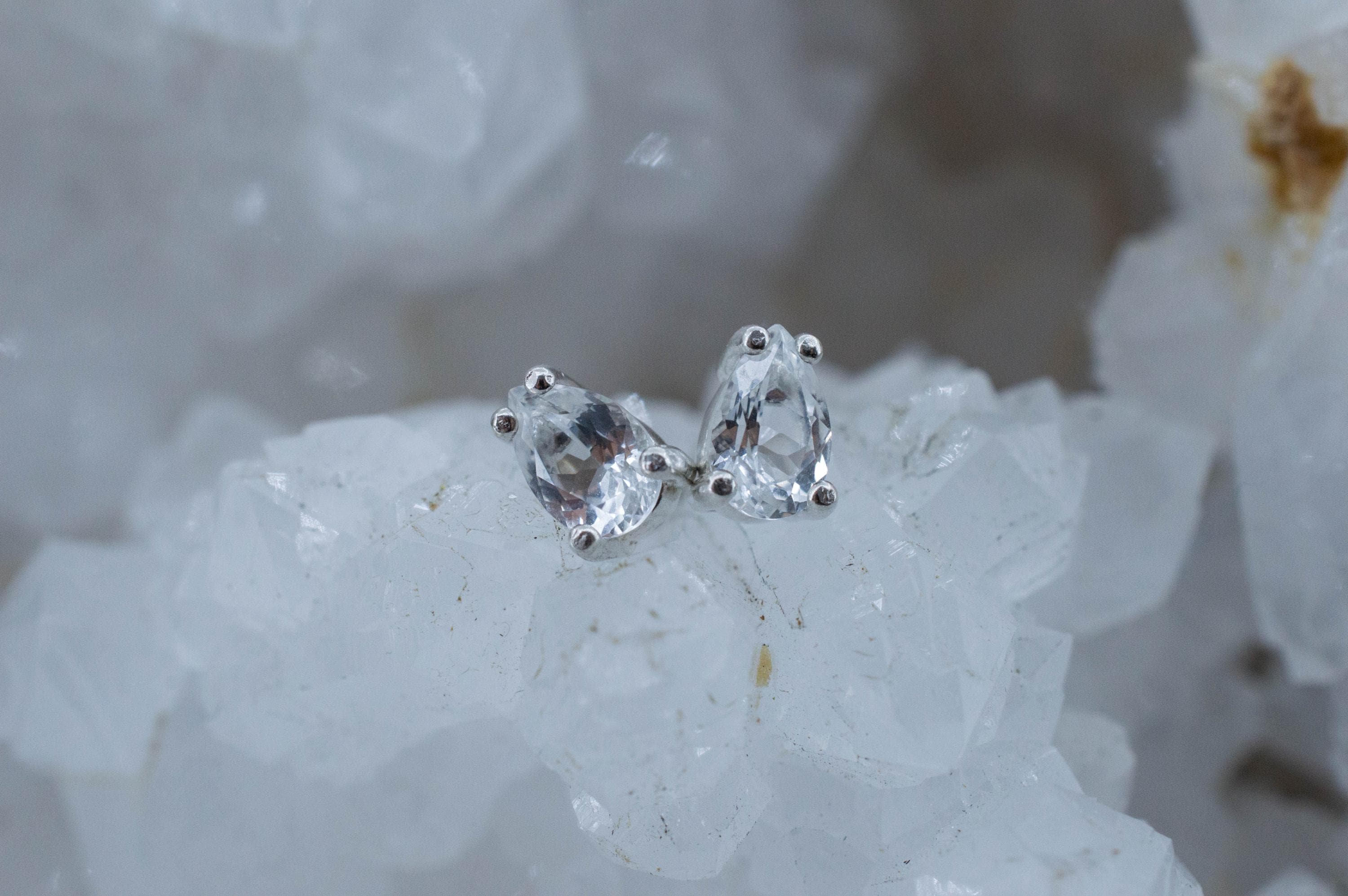 Goshenite Earrings; Natural Untreated Mozambique Platinum Beryl; 0.755cts - Mark Oliver Gems