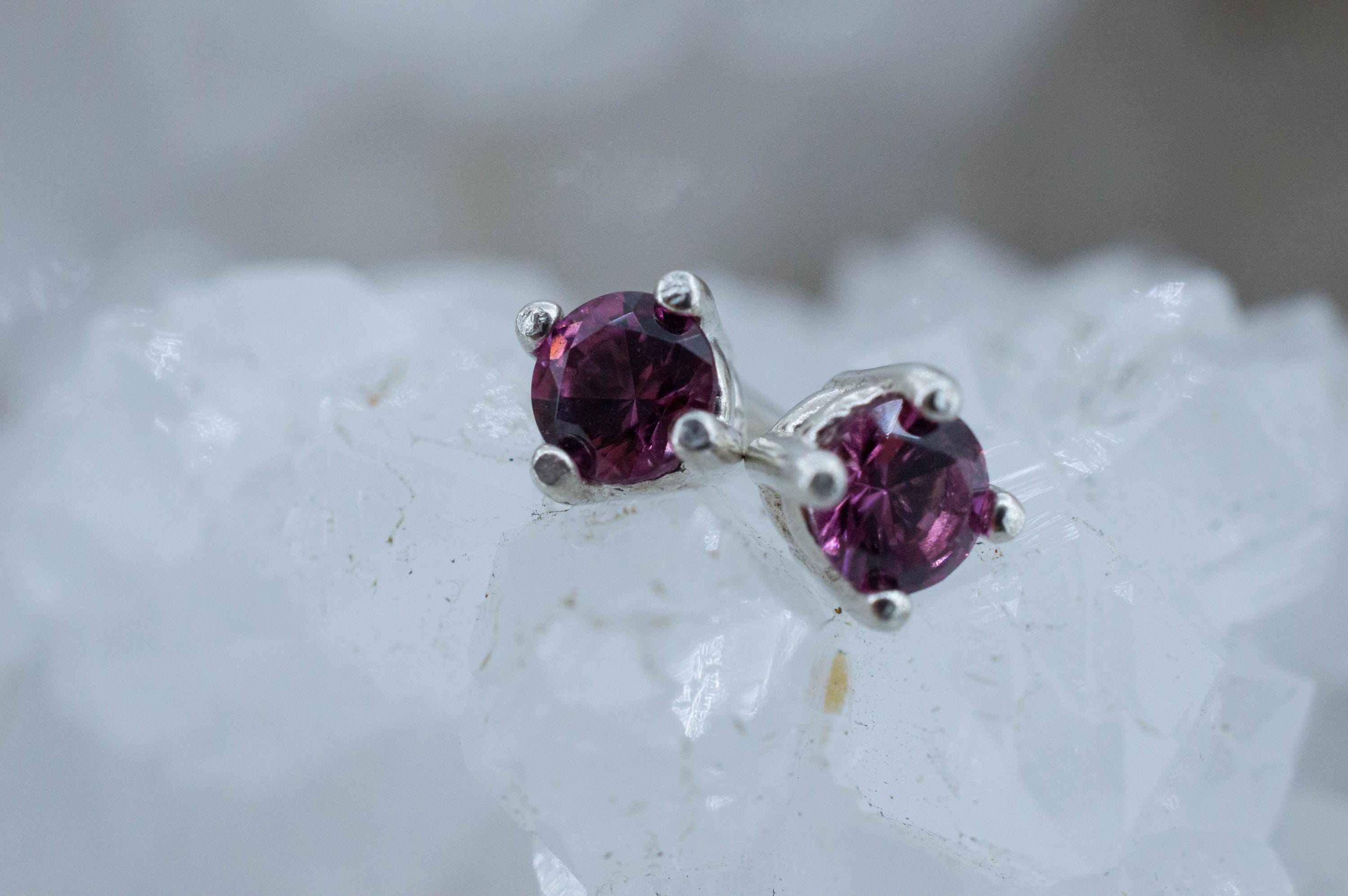 Cranberry Garnet Earrings, Natural Untreated Tanzanian Rhodolite Garnet; 0.540cts - Mark Oliver Gems