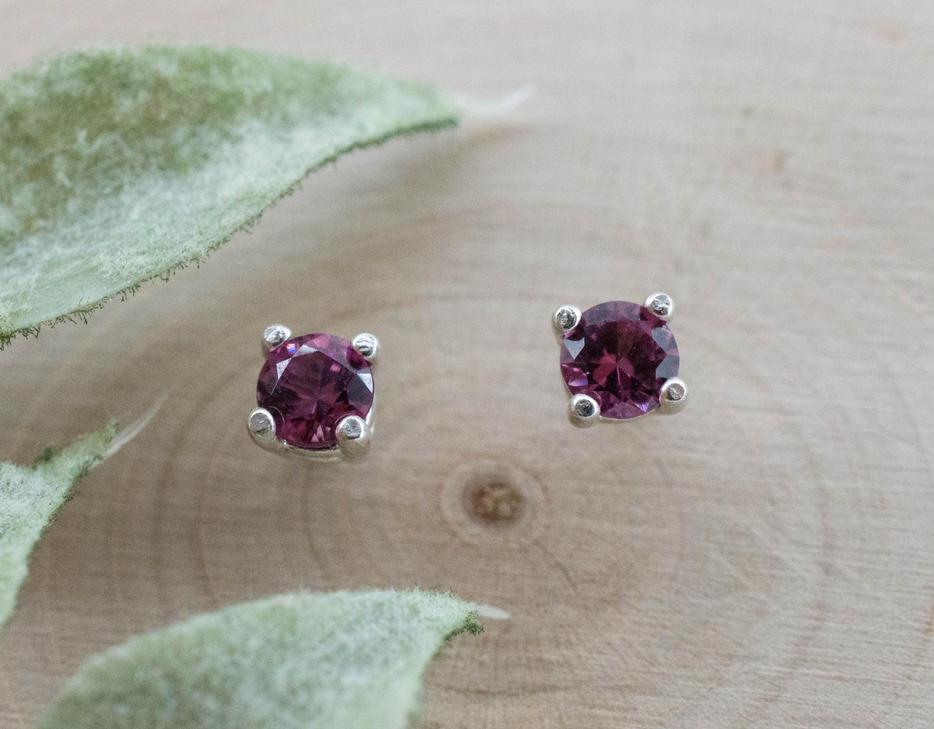 Cranberry Garnet Earrings, Natural Untreated Tanzanian Rhodolite Garnet; 0.540cts - Mark Oliver Gems