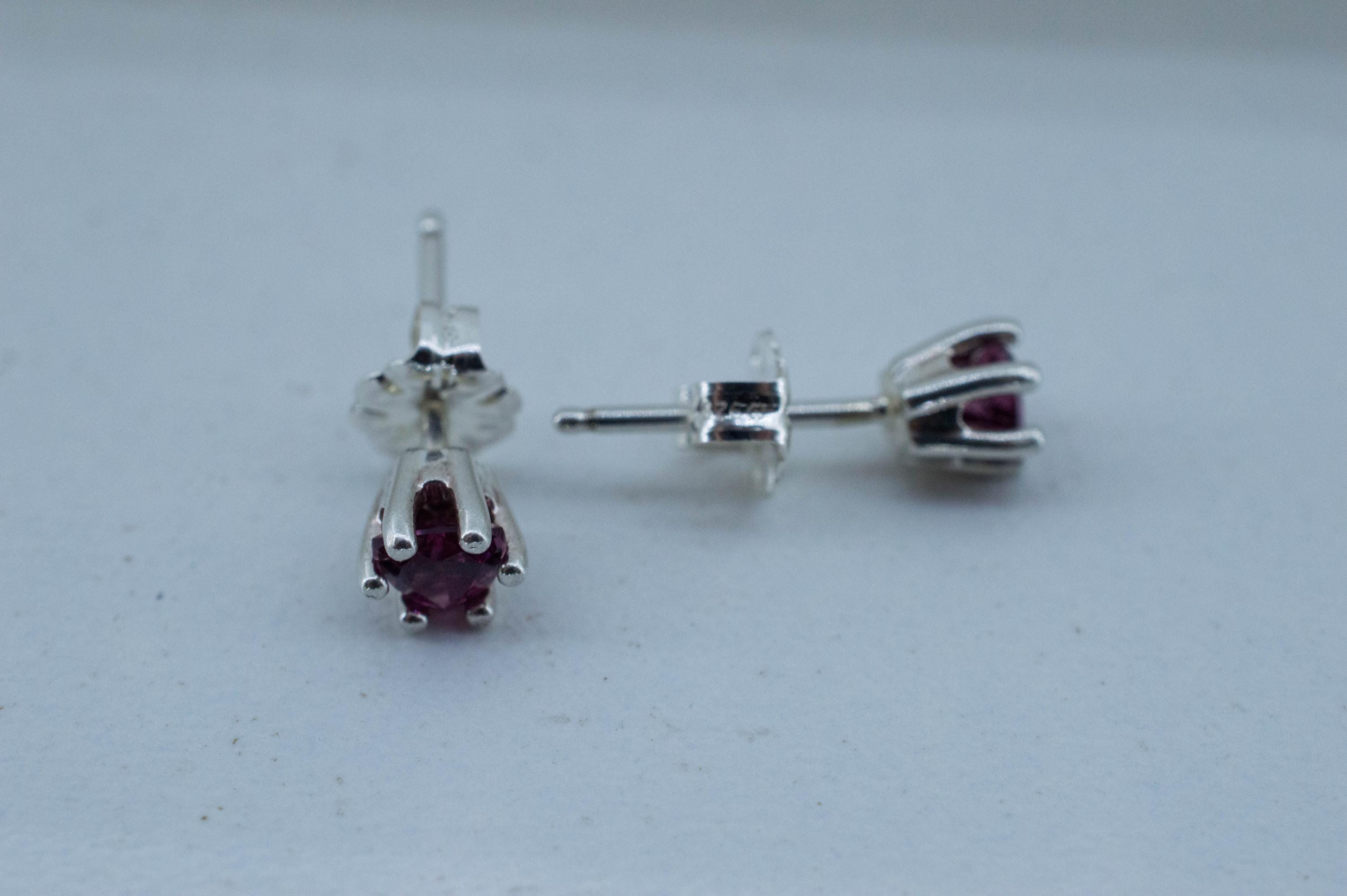 Cranberry Garnet Earrings, Natural Untreated Tanzanian Rhodolite Garnet; 0.555cts - Mark Oliver Gems