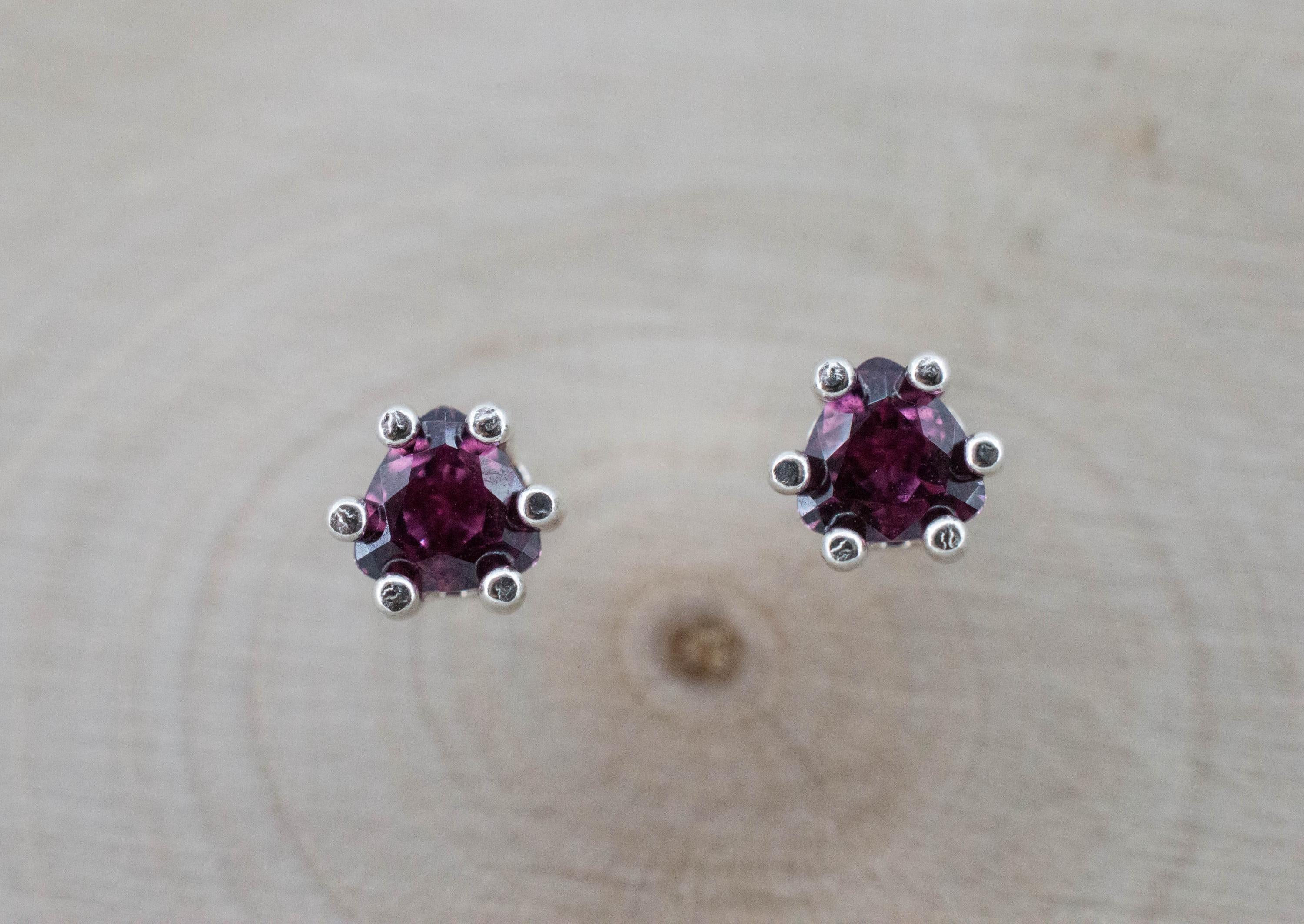 Cranberry Garnet Earrings, Natural Untreated Tanzanian Rhodolite Garnet; 0.555cts - Mark Oliver Gems