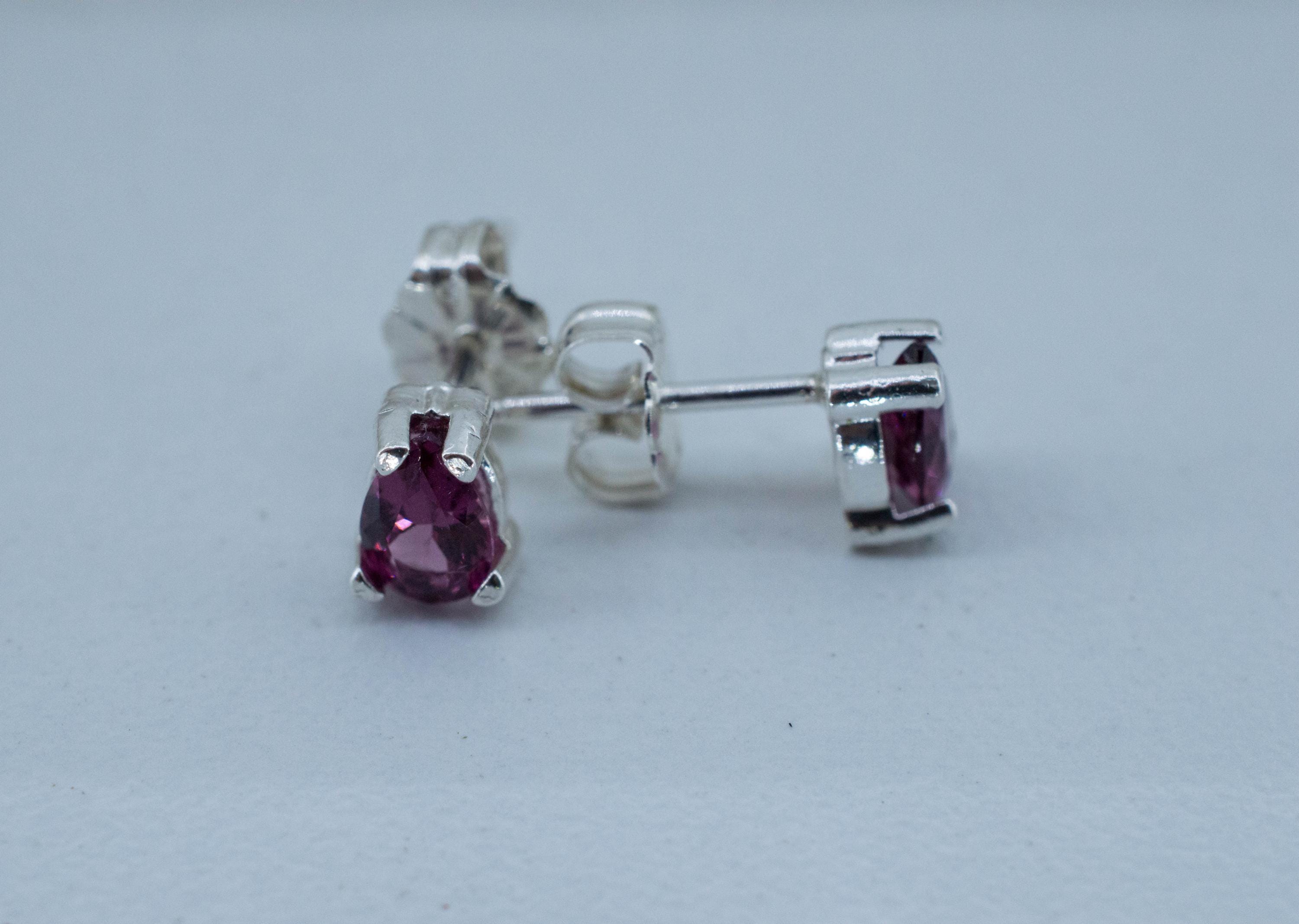 Cranberry Garnet Earrings, Natural Untreated Tanzanian Rhodolite Garnet; 0.910cts - Mark Oliver Gems