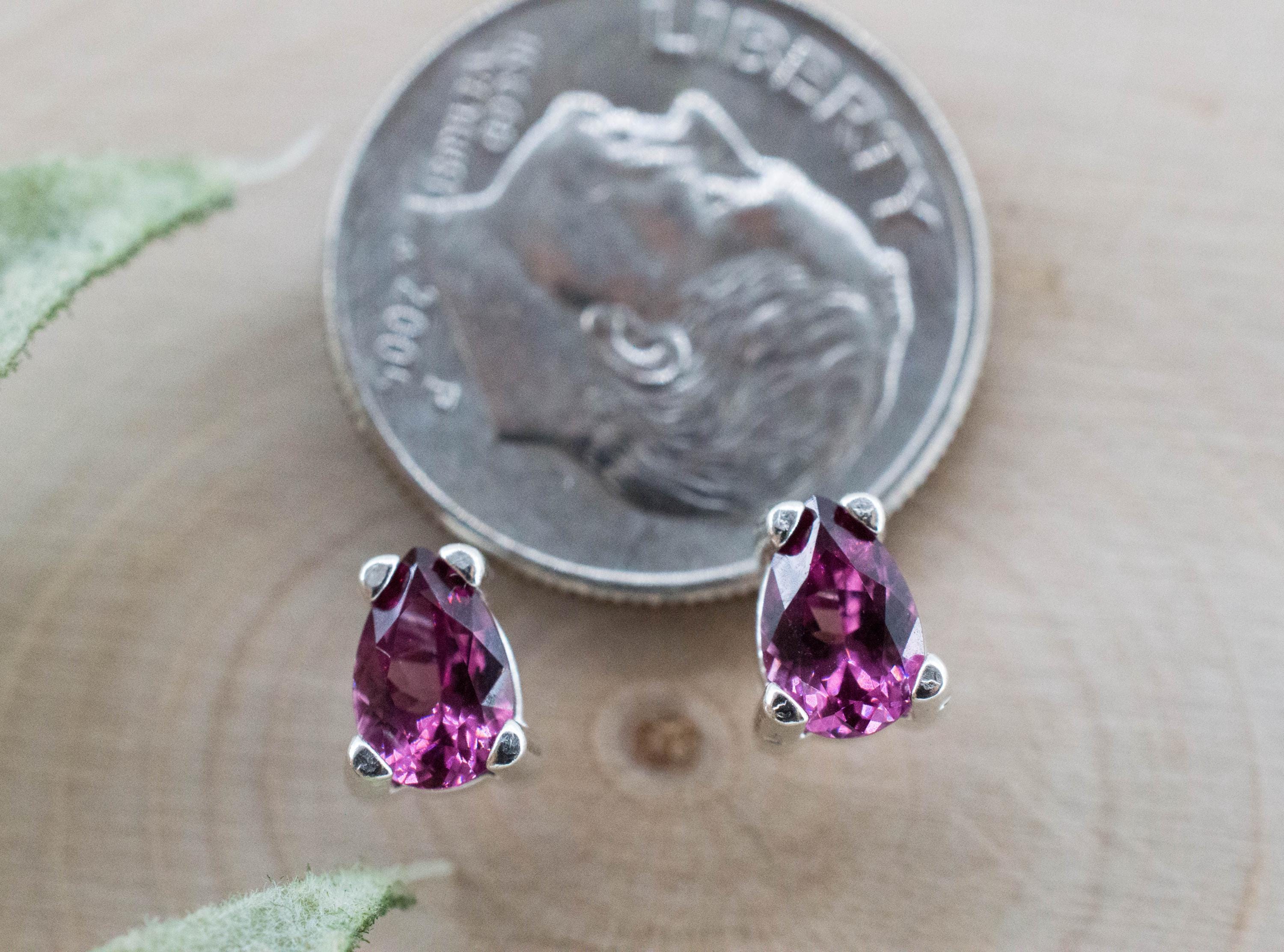 Cranberry Garnet Earrings, Natural Untreated Tanzanian Rhodolite Garnet; 0.910cts - Mark Oliver Gems