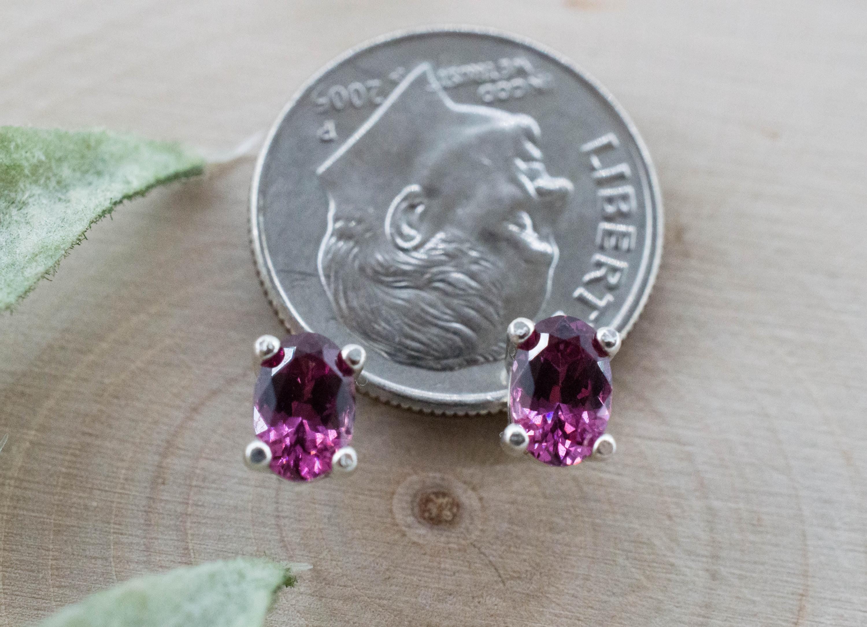 Cranberry Garnet Earrings, Natural Untreated Tanzanian Rhodolite Garnet; 1.020cts - Mark Oliver Gems