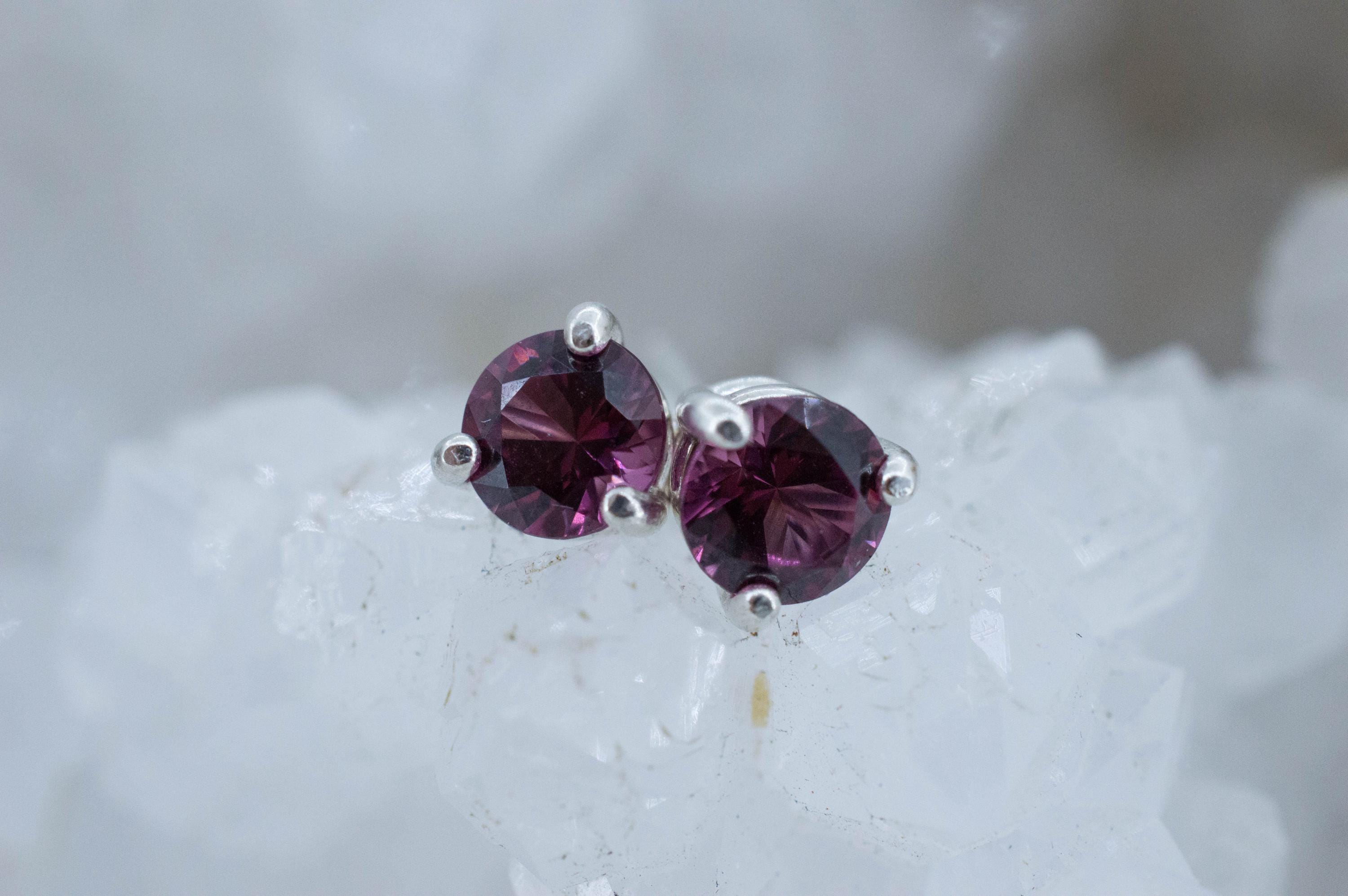 Cranberry Garnet Earrings, Natural Untreated Tanzanian Rhodolite Garnet; 1.100cts - Mark Oliver Gems