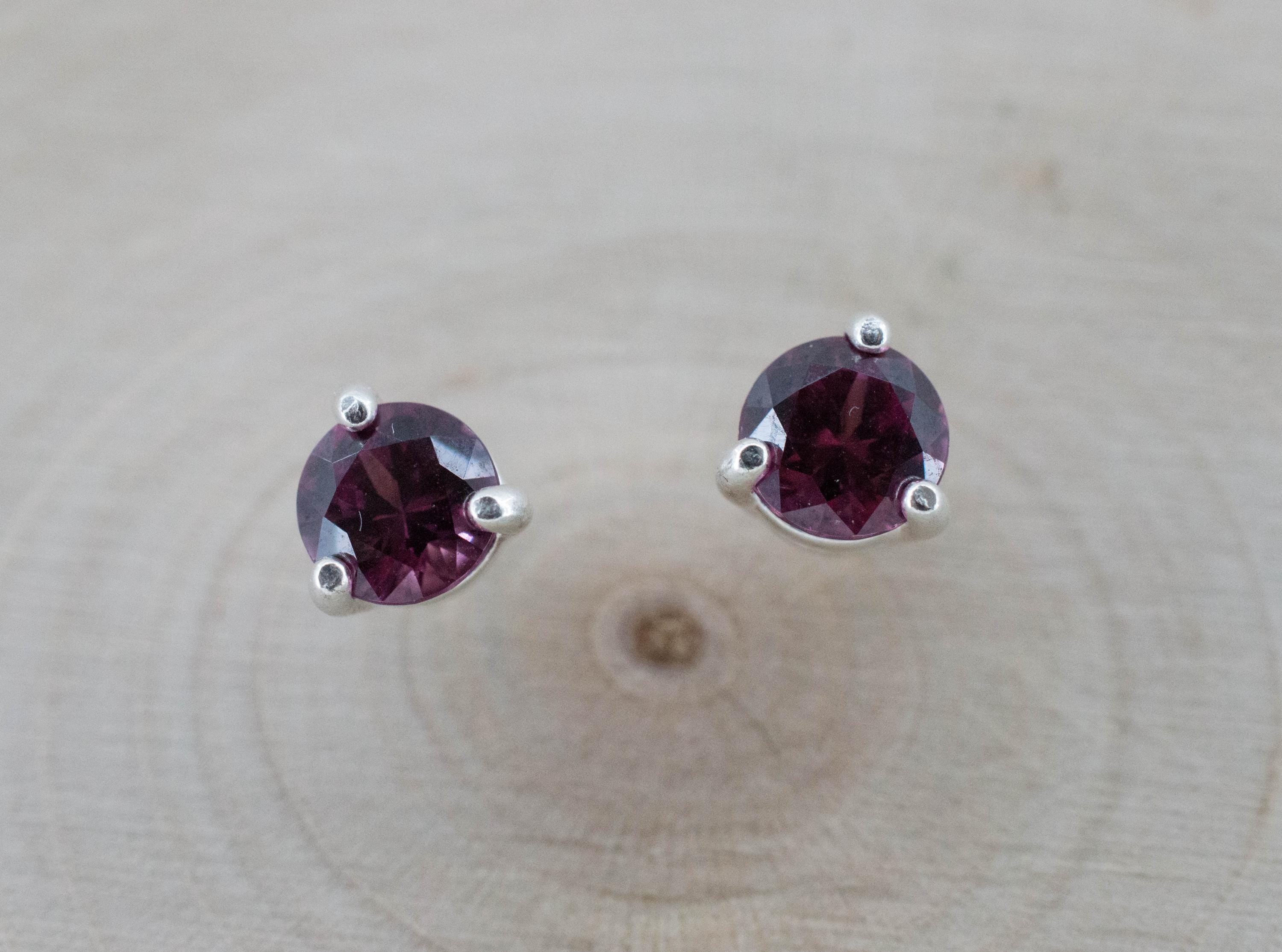 Cranberry Garnet Earrings, Natural Untreated Tanzanian Rhodolite Garnet; 1.100cts - Mark Oliver Gems