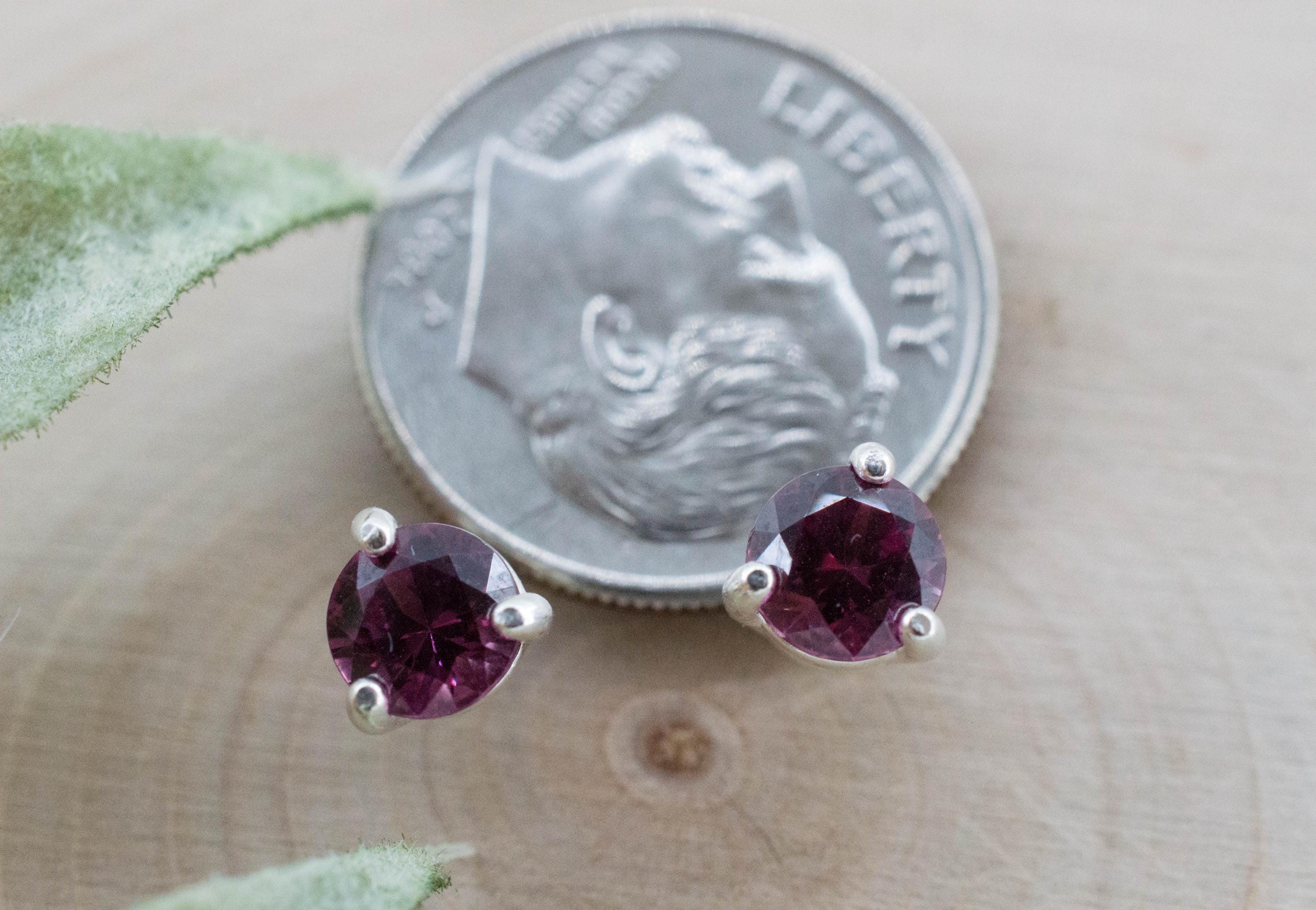 Cranberry Garnet Earrings, Natural Untreated Tanzanian Rhodolite Garnet; 1.100cts - Mark Oliver Gems