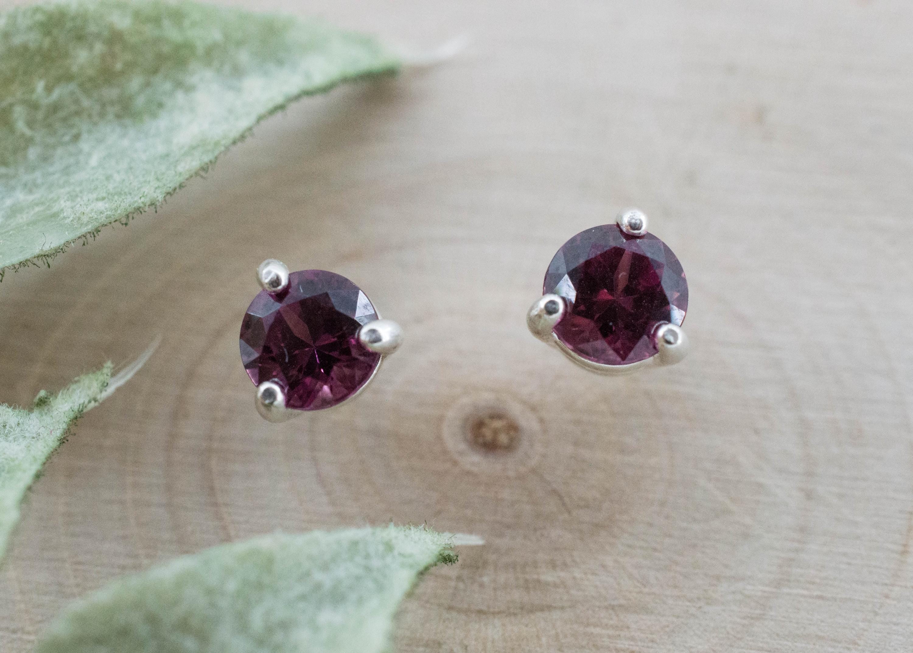Cranberry Garnet Earrings, Natural Untreated Tanzanian Rhodolite Garnet; 1.100cts - Mark Oliver Gems