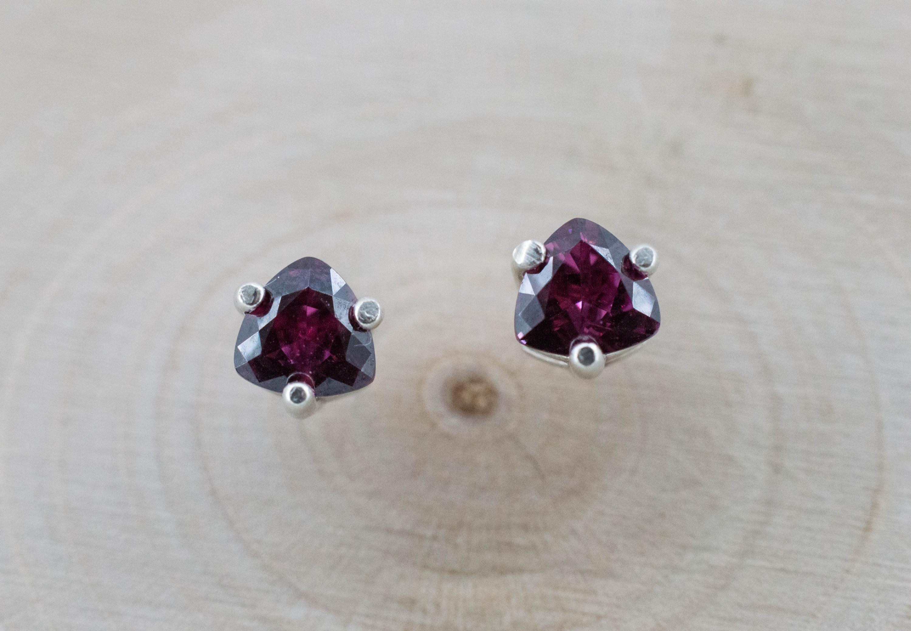 Cranberry Garnet Earrings, Natural Untreated Tanzanian Rhodolite Garnet; 1.110cts - Mark Oliver Gems