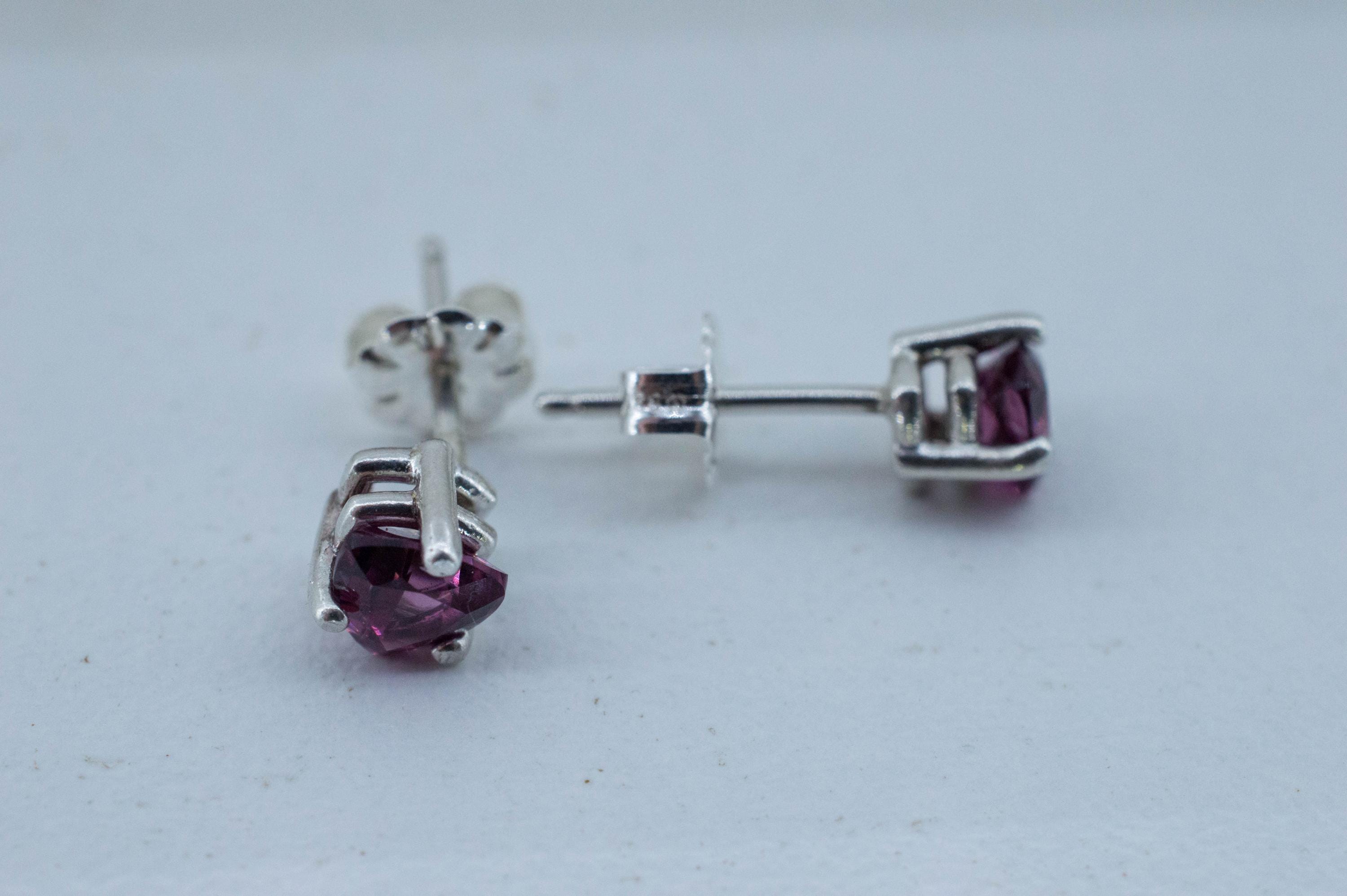 Cranberry Garnet Earrings, Natural Untreated Tanzanian Rhodolite Garnet; 1.110cts - Mark Oliver Gems