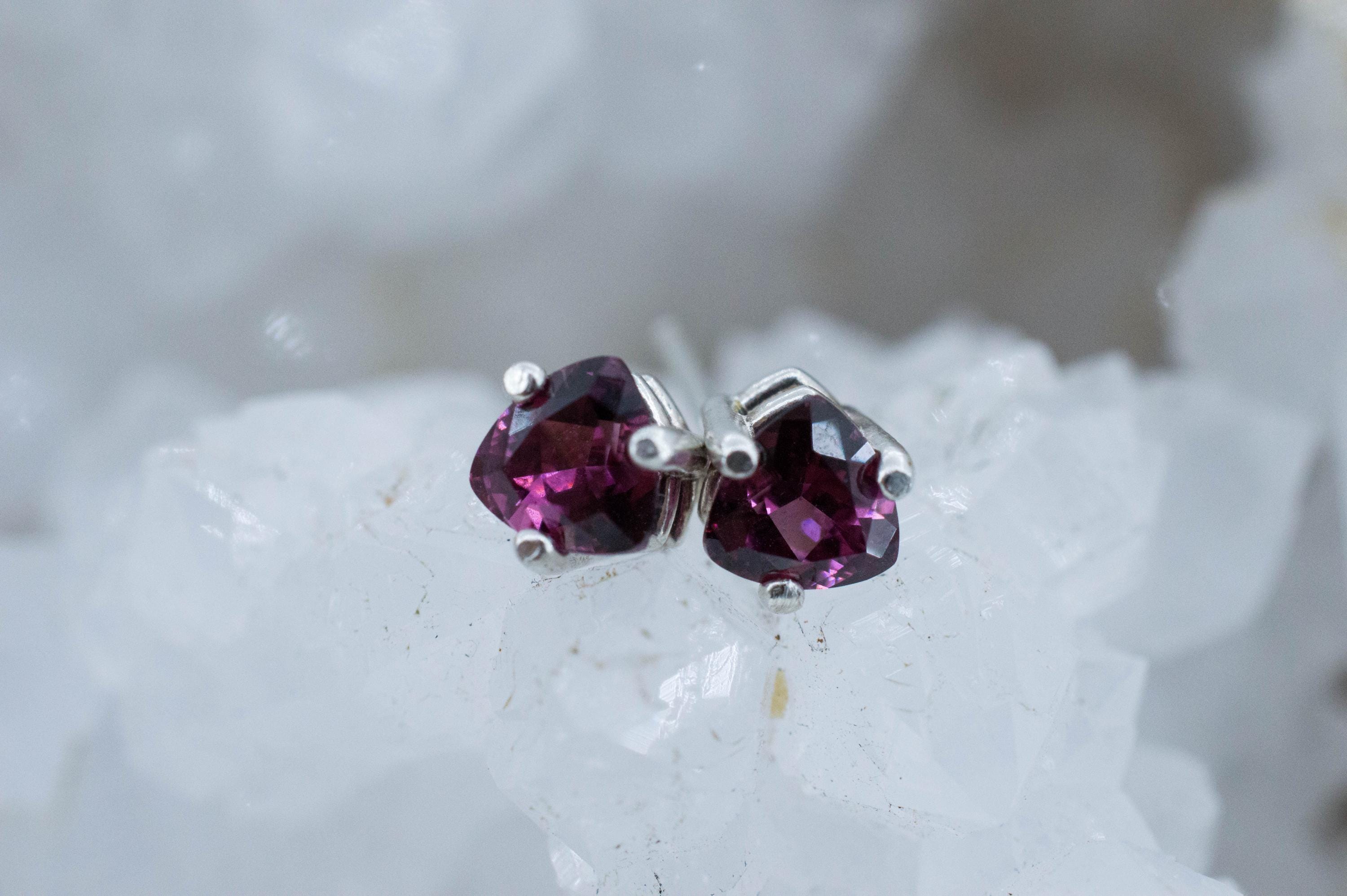 Cranberry Garnet Earrings, Natural Untreated Tanzanian Rhodolite Garnet; 1.110cts - Mark Oliver Gems