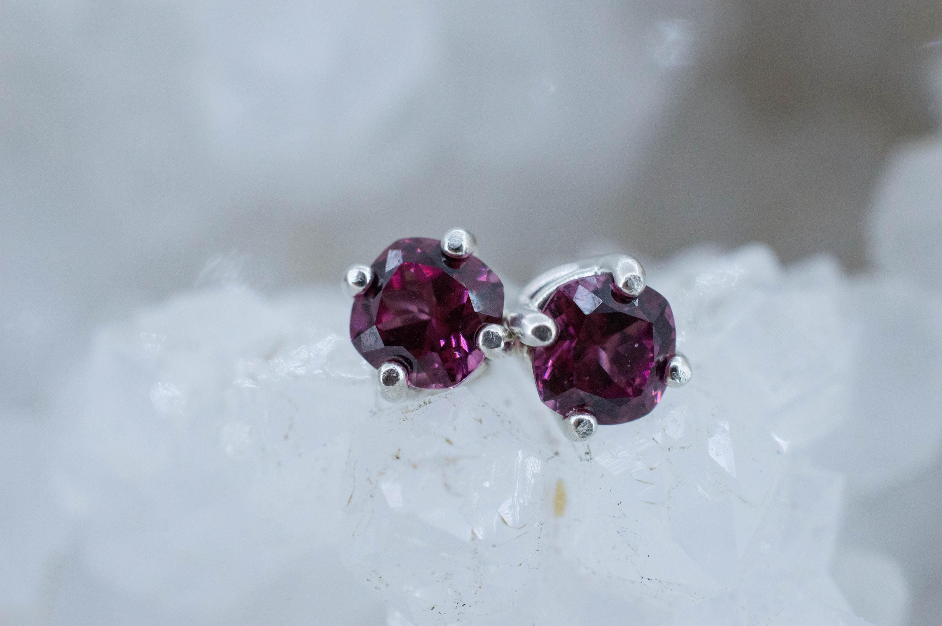 Cranberry Garnet Earrings, Natural Untreated Tanzanian Rhodolite Garnet; 1.350cts - Mark Oliver Gems