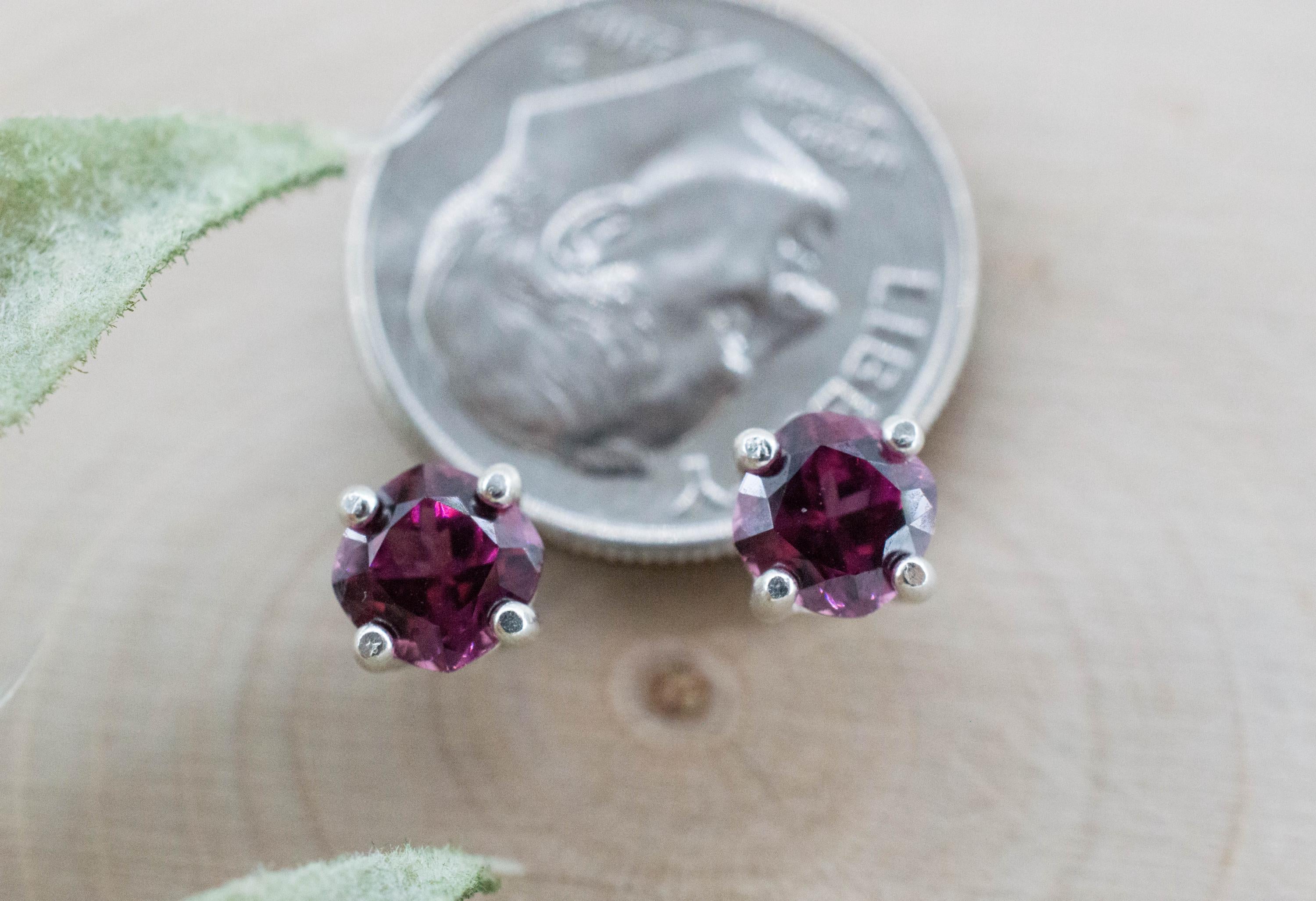 Cranberry Garnet Earrings, Natural Untreated Tanzanian Rhodolite Garnet; 1.350cts - Mark Oliver Gems