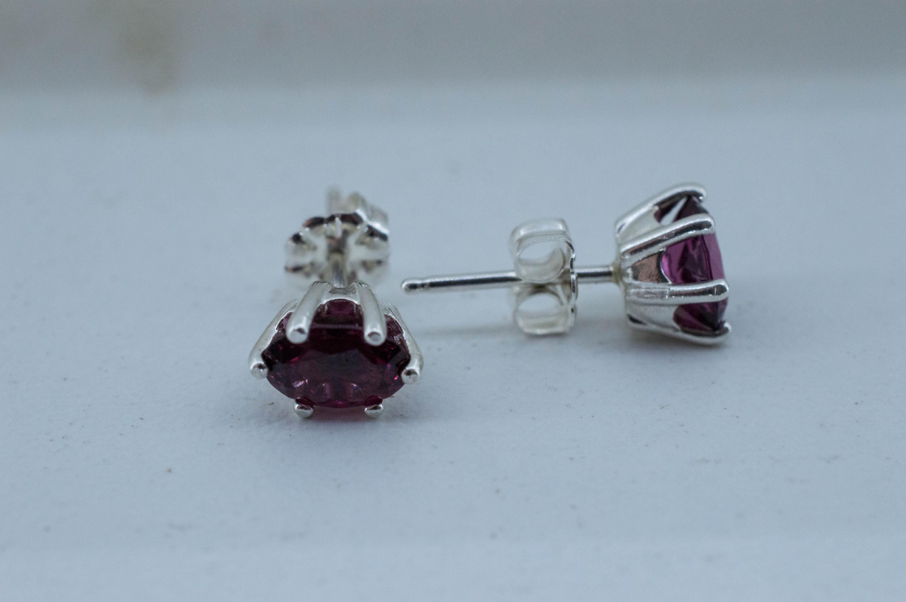 Cranberry Garnet Earrings, Natural Untreated Tanzanian Rhodolite Garnet; 1.725cts - Mark Oliver Gems