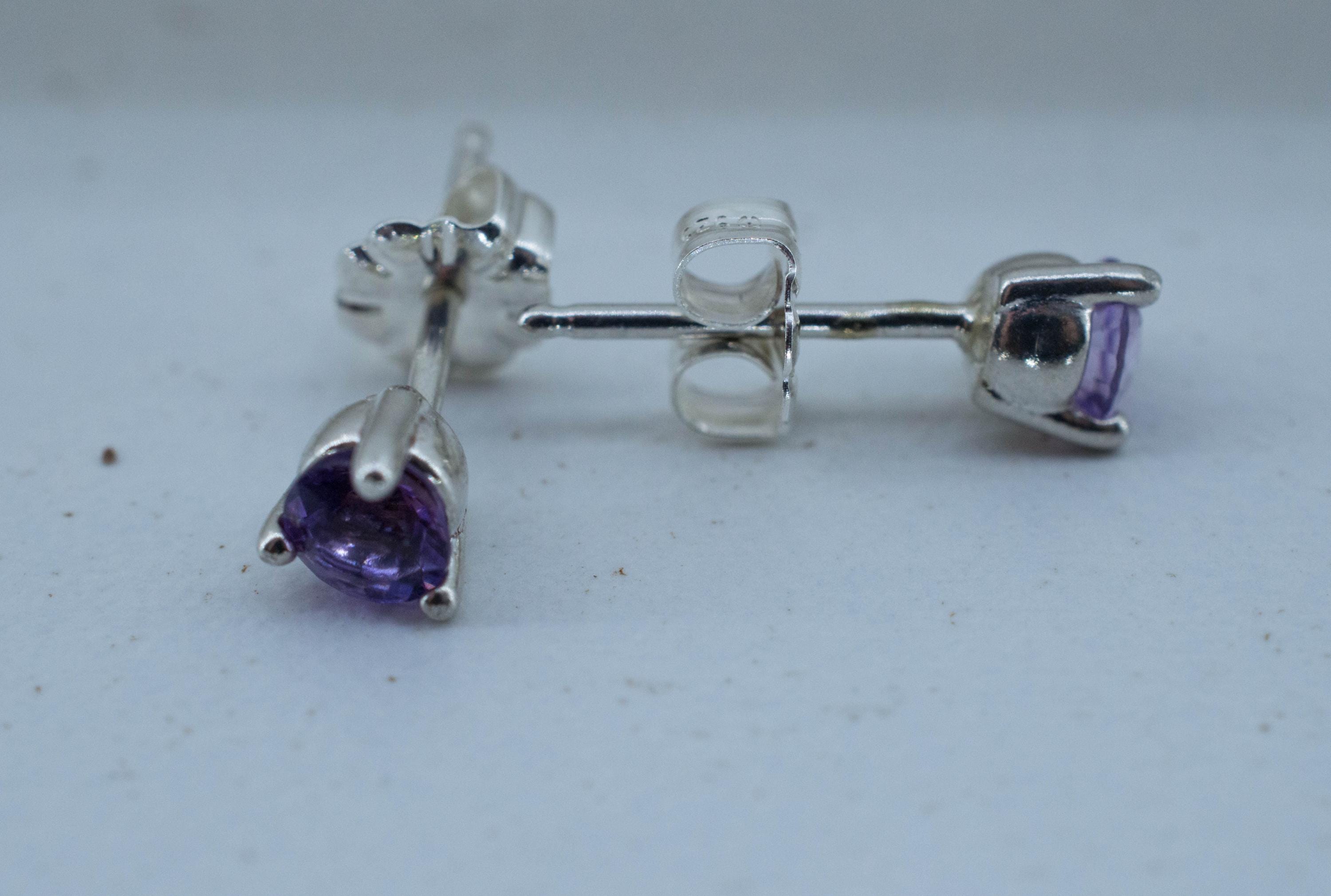 Amethyst Earrings, Natural Untreated Brazilian Amethyst; 0.460cts - Mark Oliver Gems