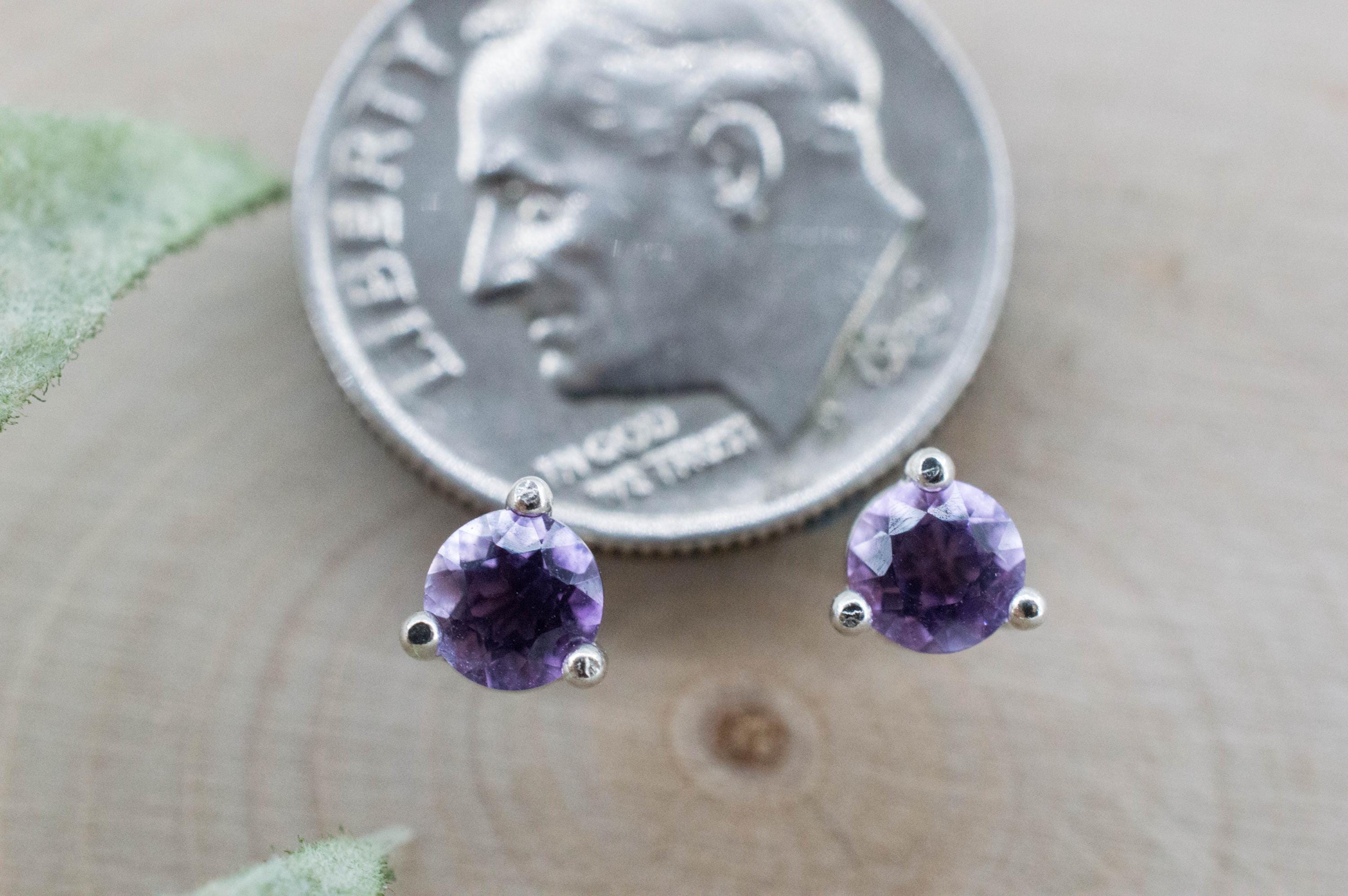 Amethyst Earrings, Natural Untreated Brazilian Amethyst; 0.460cts - Mark Oliver Gems