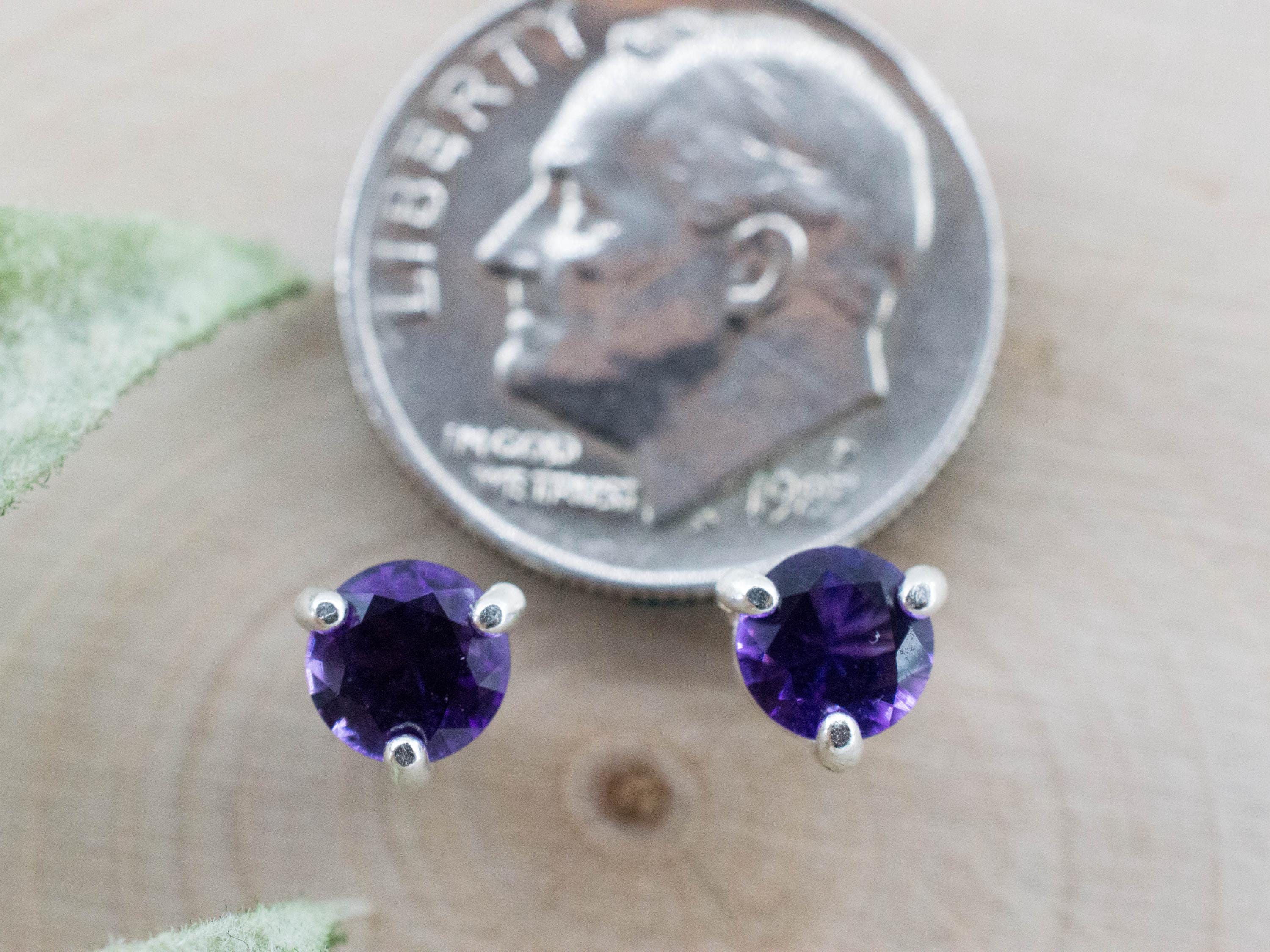 Amethyst Earrings, Natural Untreated Uruguay Amethyst; 0.710cts - Mark Oliver Gems
