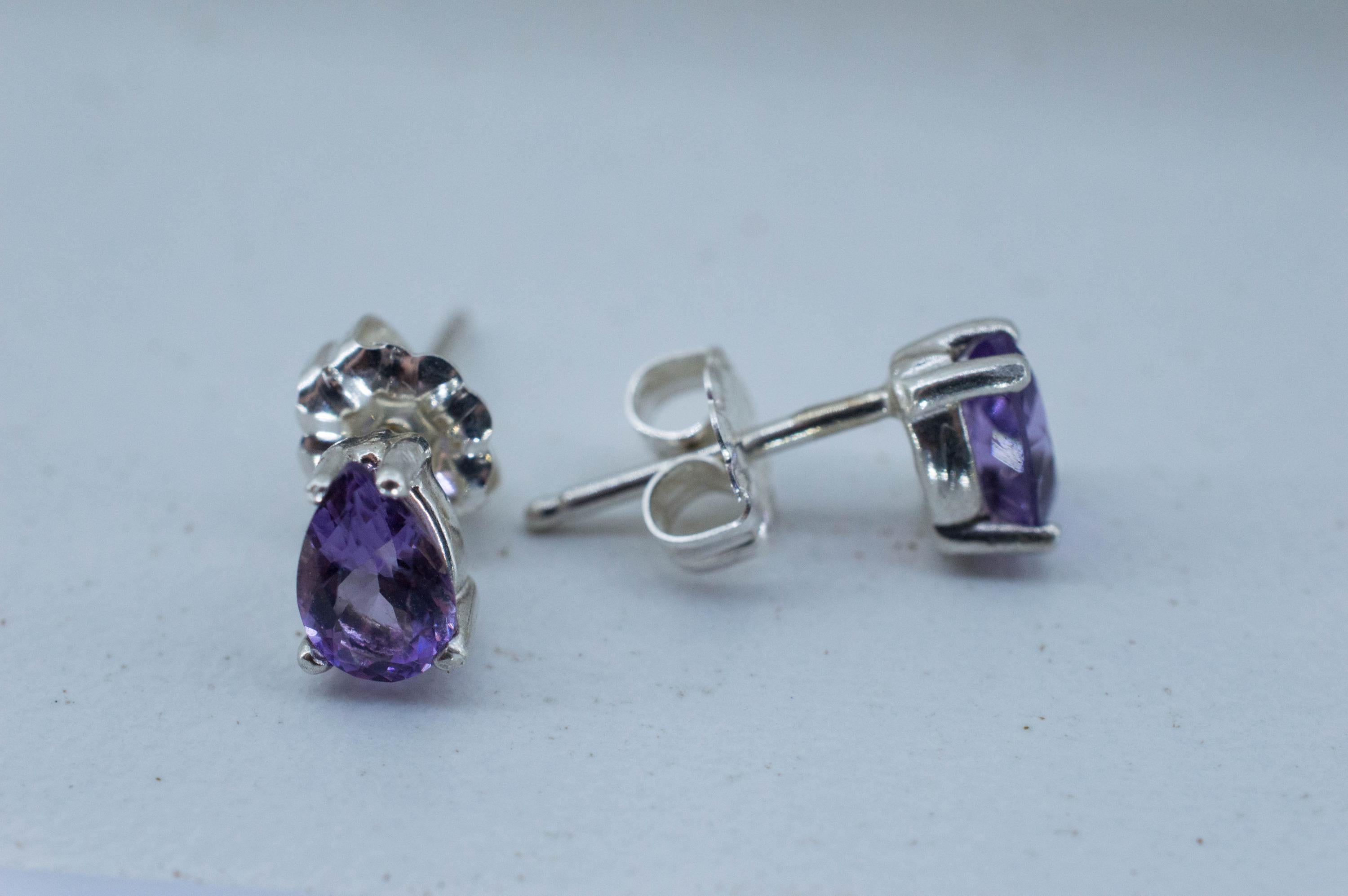 Amethyst Earrings, Natural Untreated Brazilian Amethyst; 0.785cts - Mark Oliver Gems