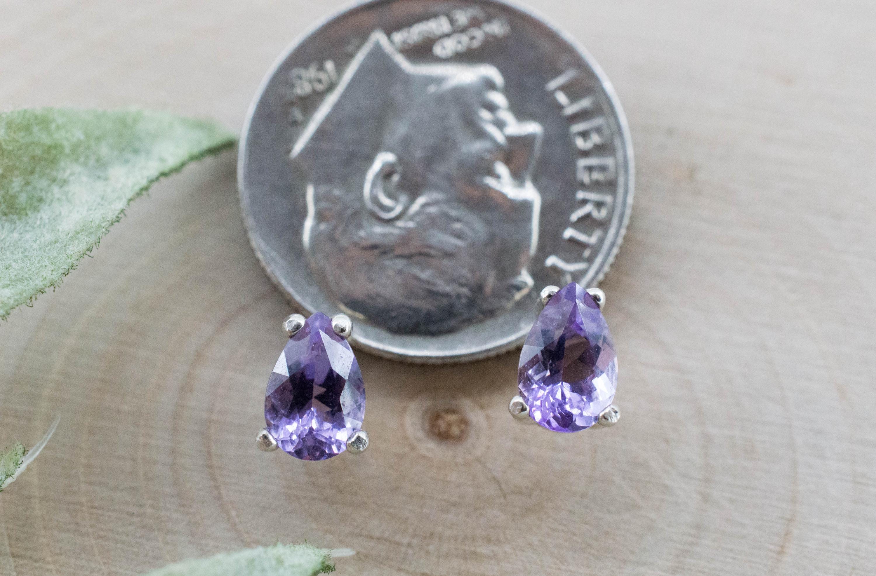 Amethyst Earrings, Natural Untreated Brazilian Amethyst; 0.785cts - Mark Oliver Gems