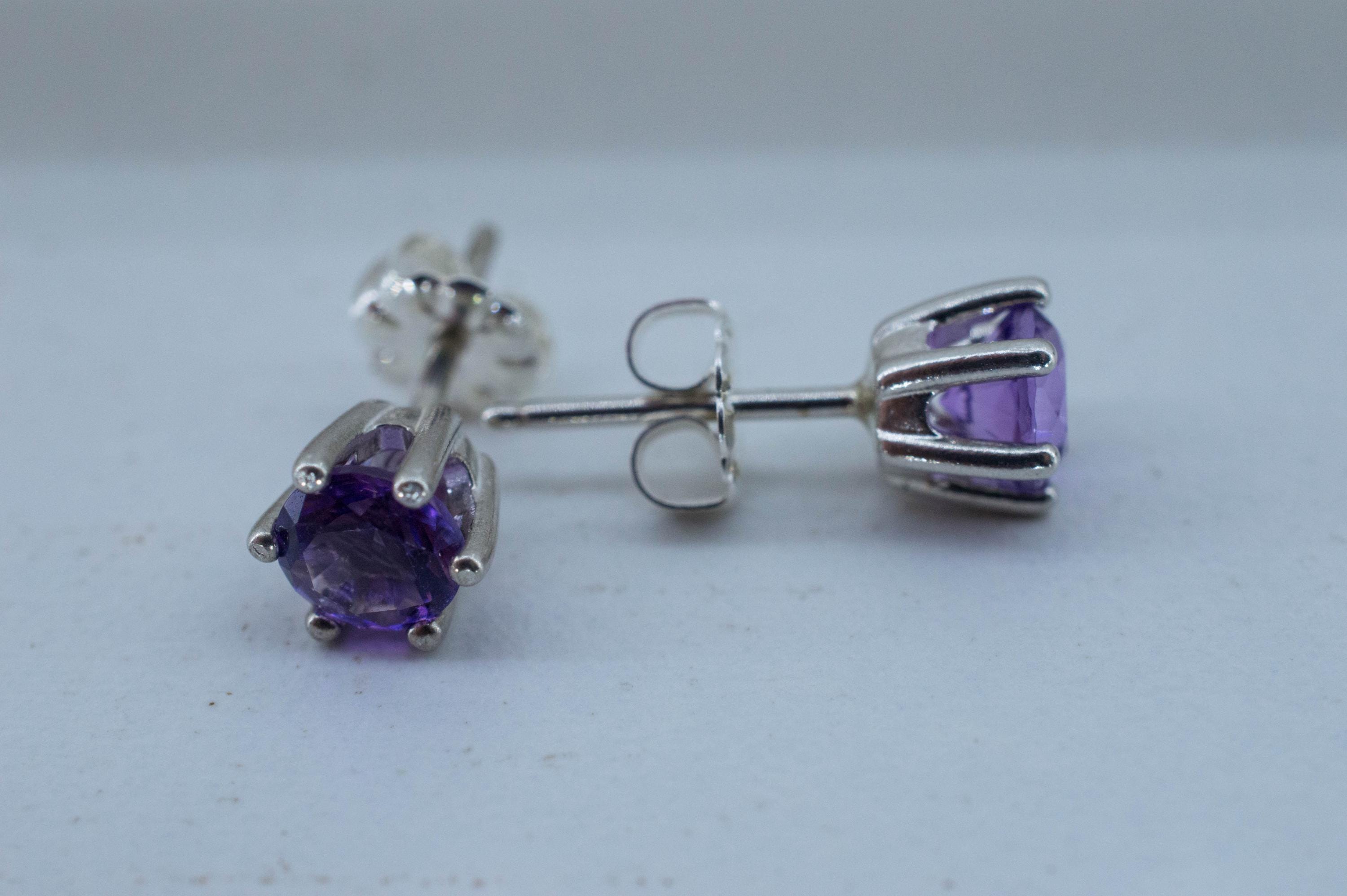 Amethyst Earrings, Natural Untreated Brazilian Amethyst; 1.000cts - Mark Oliver Gems