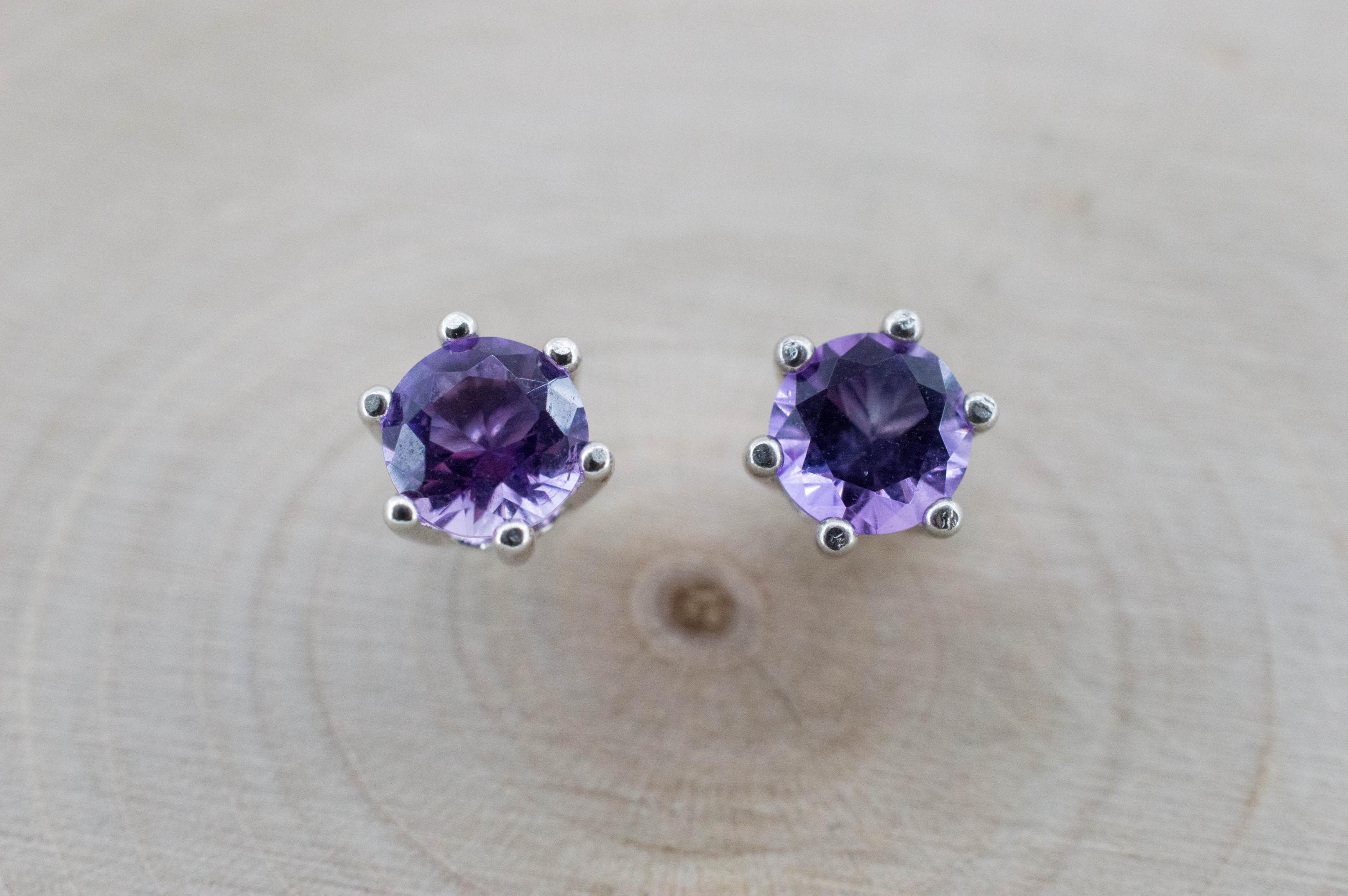 Amethyst Earrings, Natural Untreated Brazilian Amethyst; 1.000cts - Mark Oliver Gems
