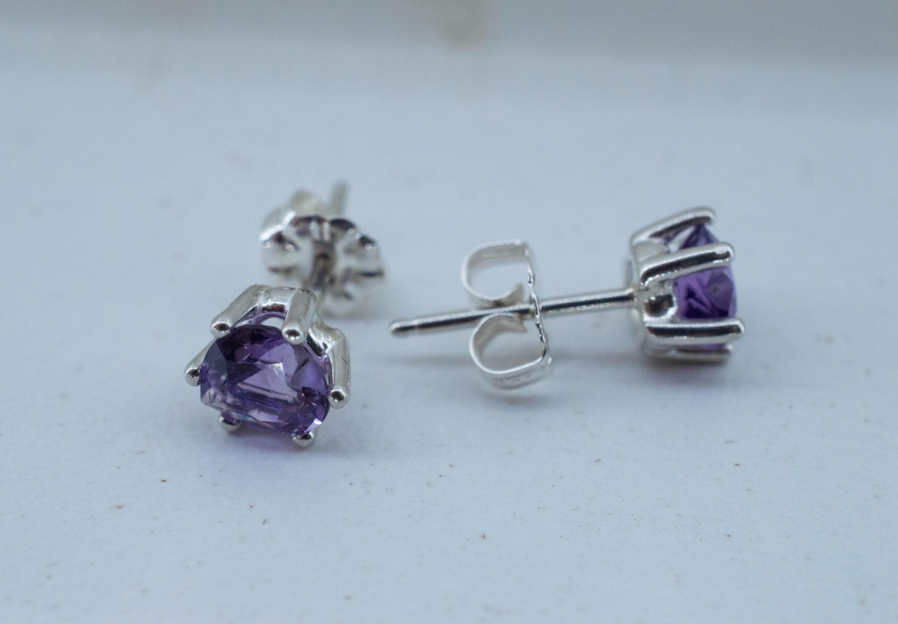 Amethyst Earrings, Natural Untreated Brazilian Amethyst; 1.090cts - Mark Oliver Gems