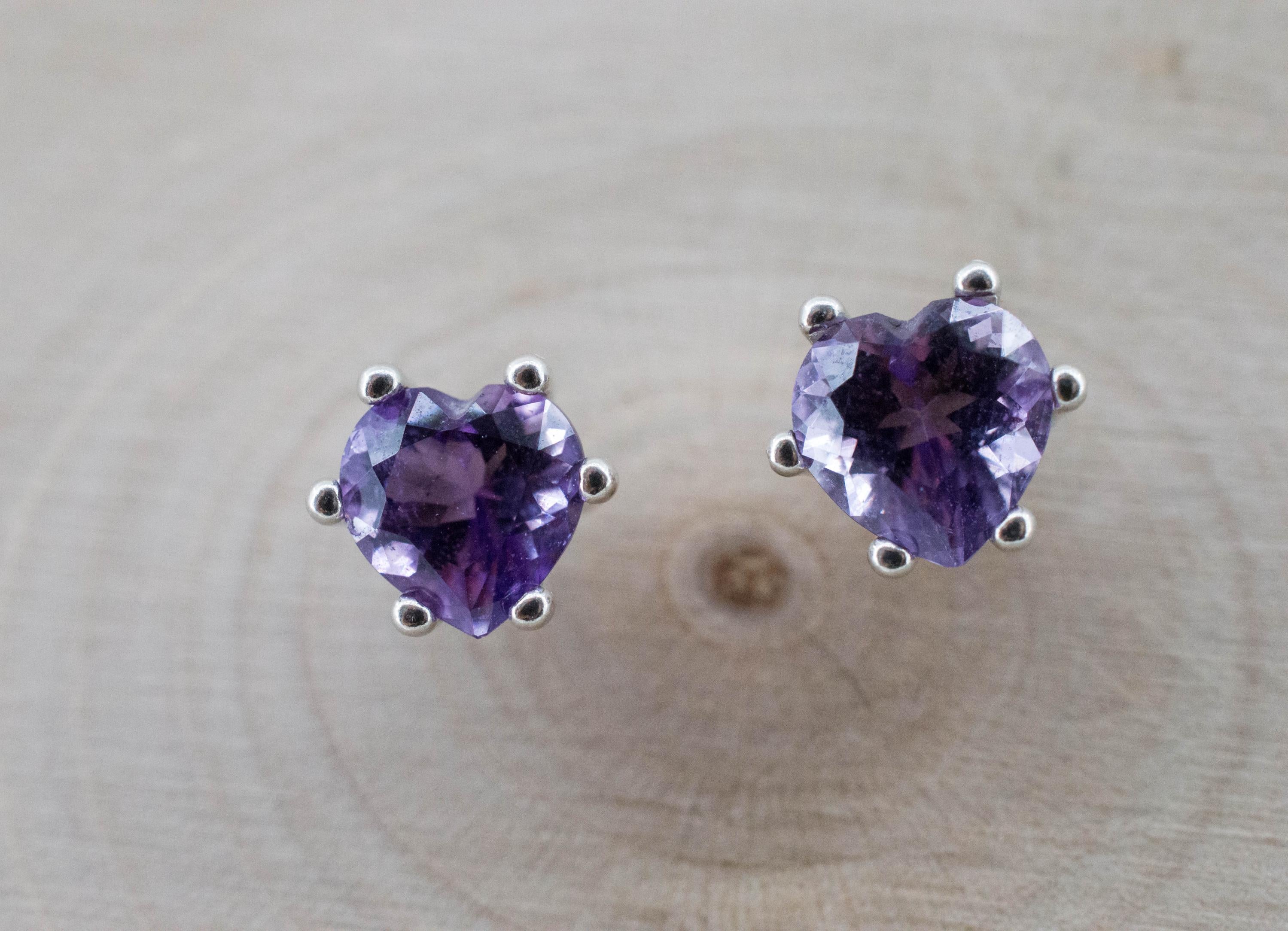 Amethyst Earrings, Natural Untreated Brazilian Amethyst; 1.090cts - Mark Oliver Gems