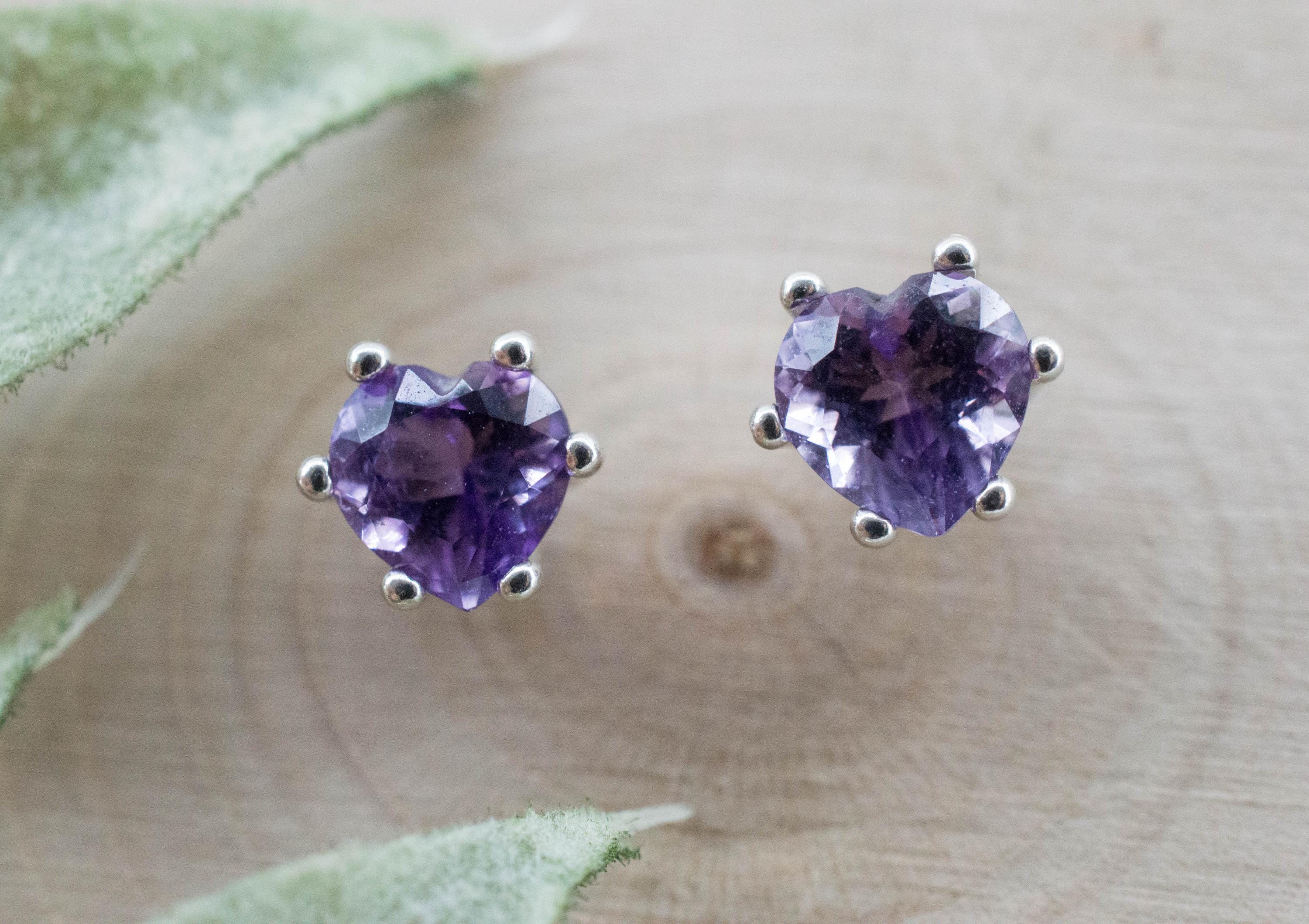 Amethyst Earrings, Natural Untreated Brazilian Amethyst; 1.090cts - Mark Oliver Gems